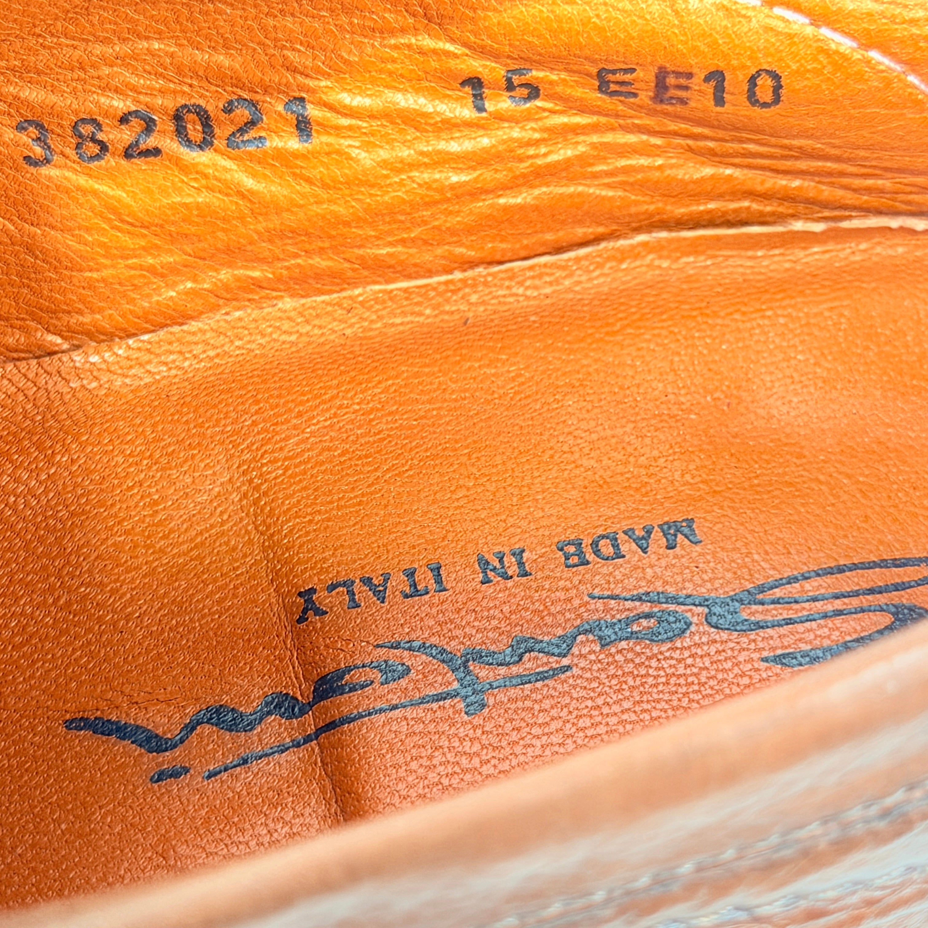 SANTONI Penny Loafers/Moccasins Crafted In Brown Leather With Their Signature Orange Lining (Size 44)