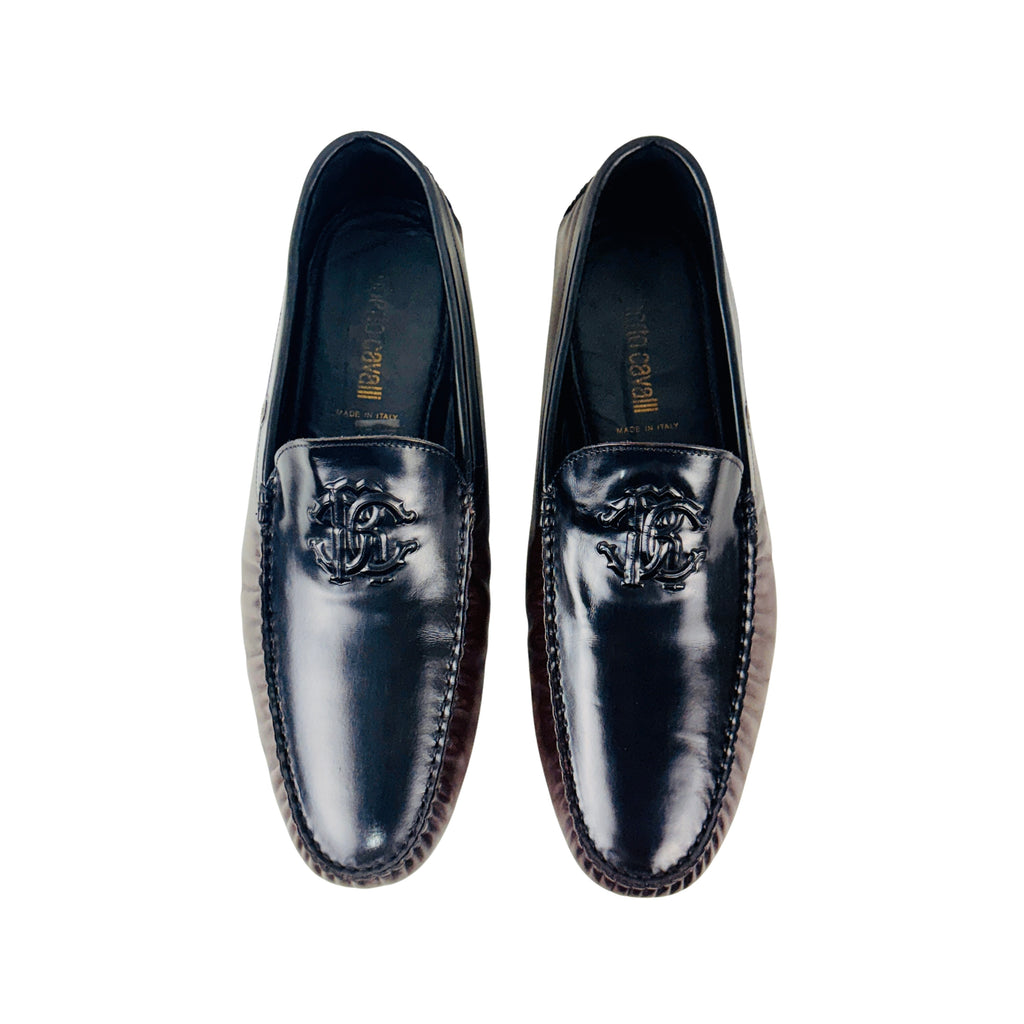 ROBERTO CAVALLI Rc Monogram Patent Leather Moccasins/Loafers/Driving (Size 45)