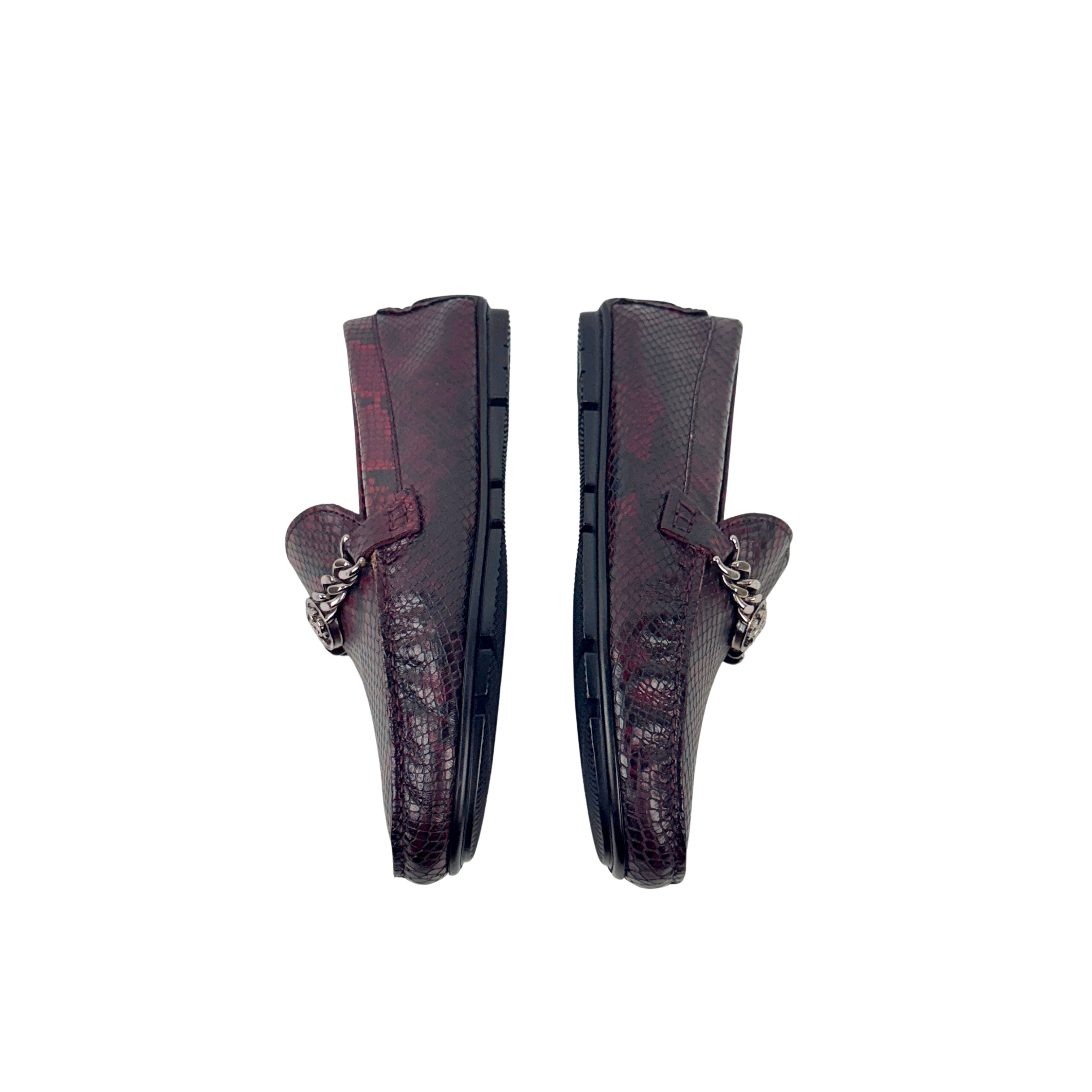 ROBERTO CAVALLI Men’s Burgundy Snakeskin Leather Loafers/Moccasins (Size 41)