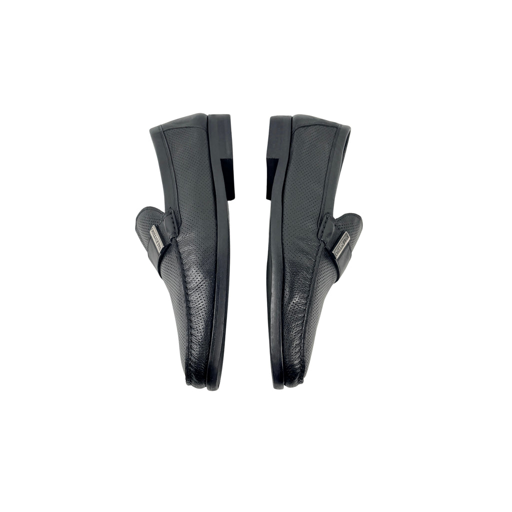VALENTINO GARAVANI Loafers/Moccasins Perforated Leather With Metallic logo (Size 45)