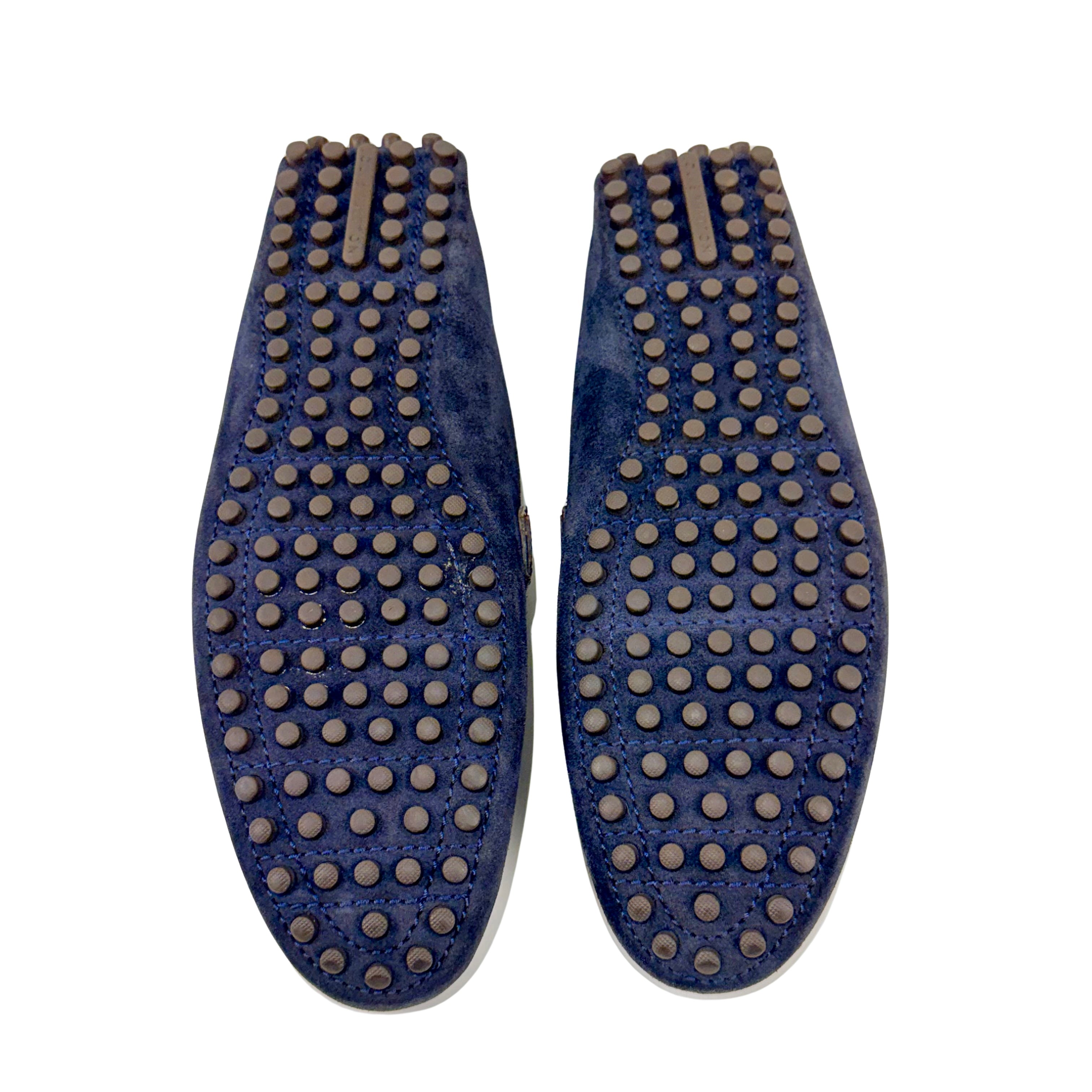 LOUIS VUITTON Hockenheim Loafers/Moccasins in navy blue suede with brown leather (Size 42)