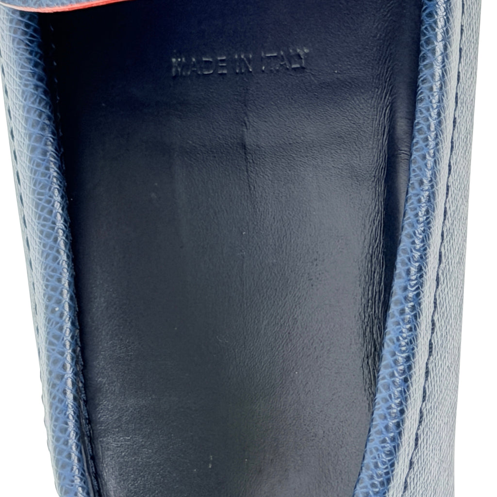 LOUIS VUITTON Hockenheim Driving/Loafers/Moccasins Blue Taiga Leather (Size 42.5)