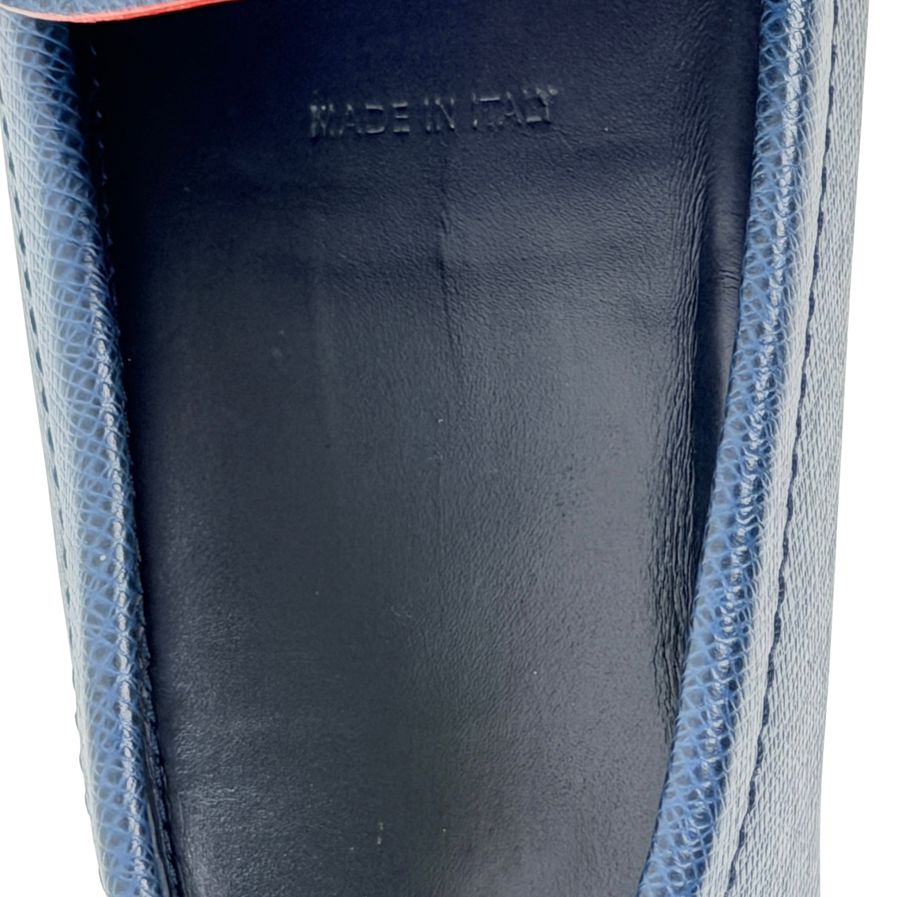 LOUIS VUITTON Hockenheim Driving/Loafers/Moccasins Blue Taiga Leather (Size 42.5)
