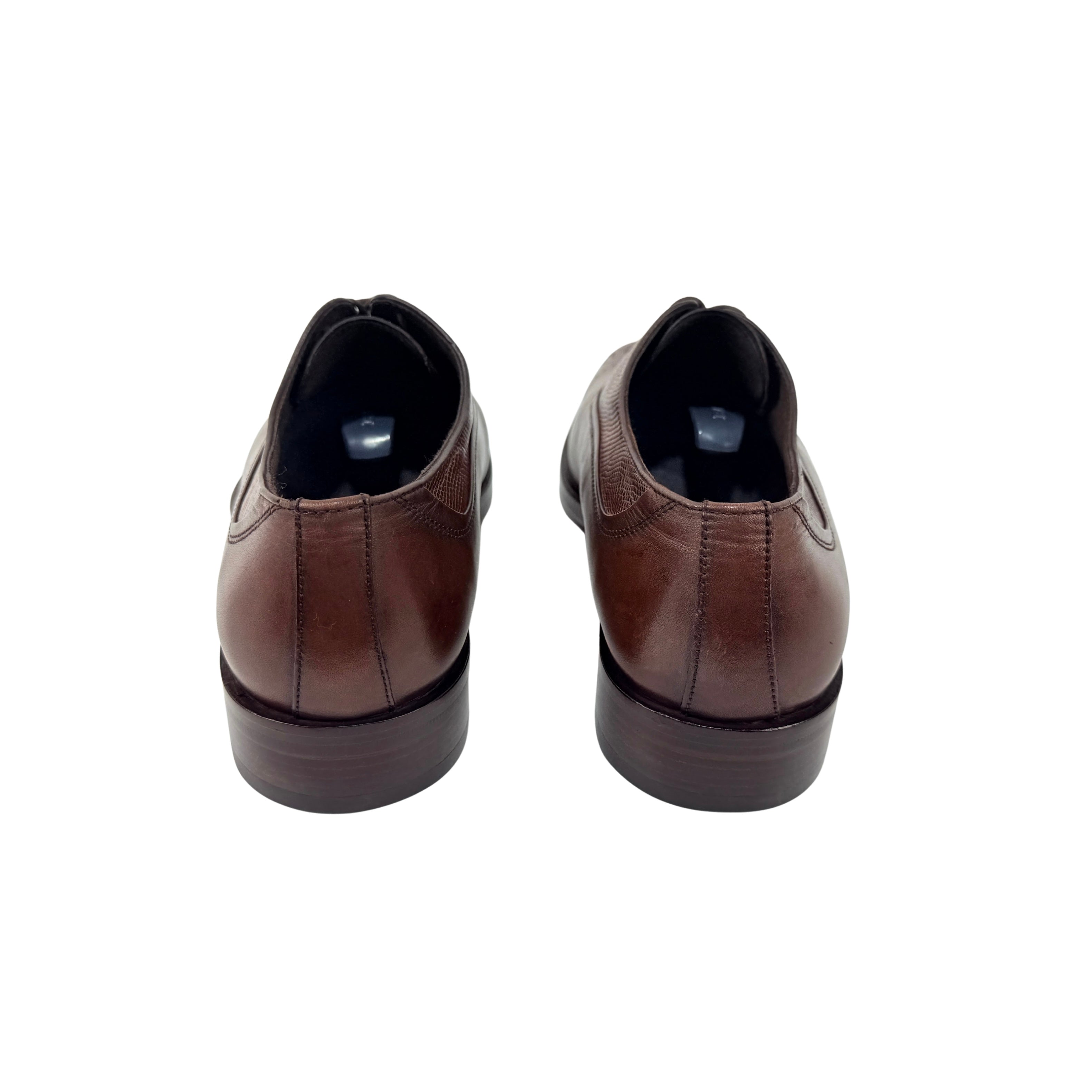 BALMAIN PARIS Men's Brown Leather On The Vamp(Lizard or Snakeskin) Derby/Oxfords (Size 41)