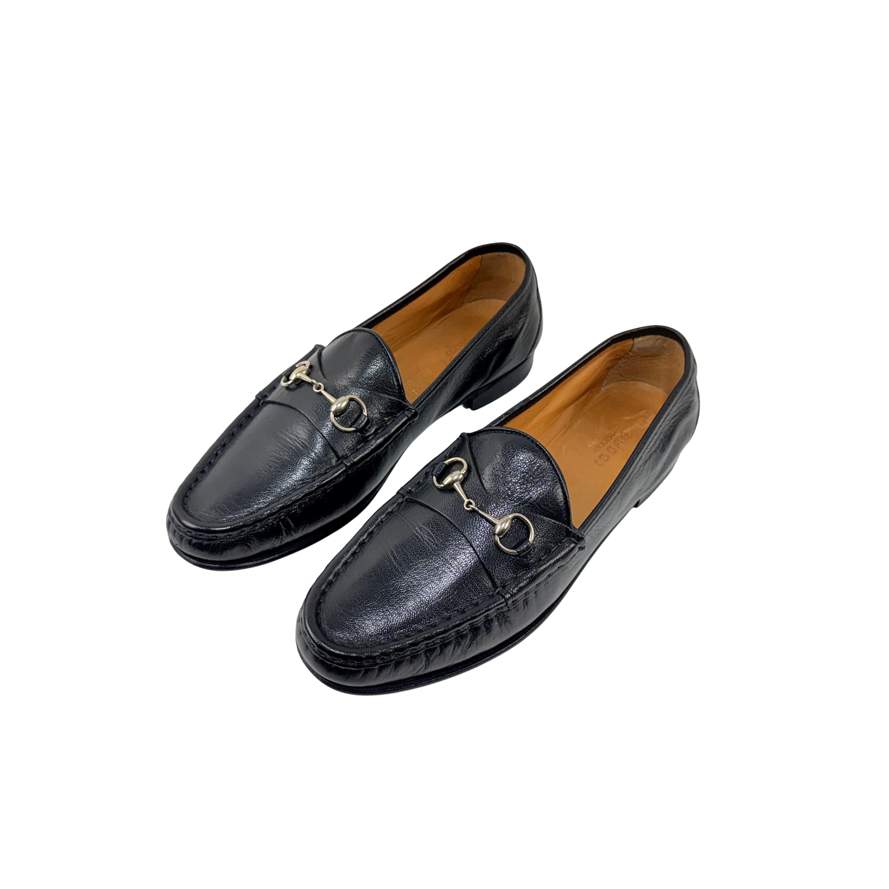 GUCCI Betis1953 Black Leather Horsebit Brixton Loafers/Moccasins Jordaan(Size 41)