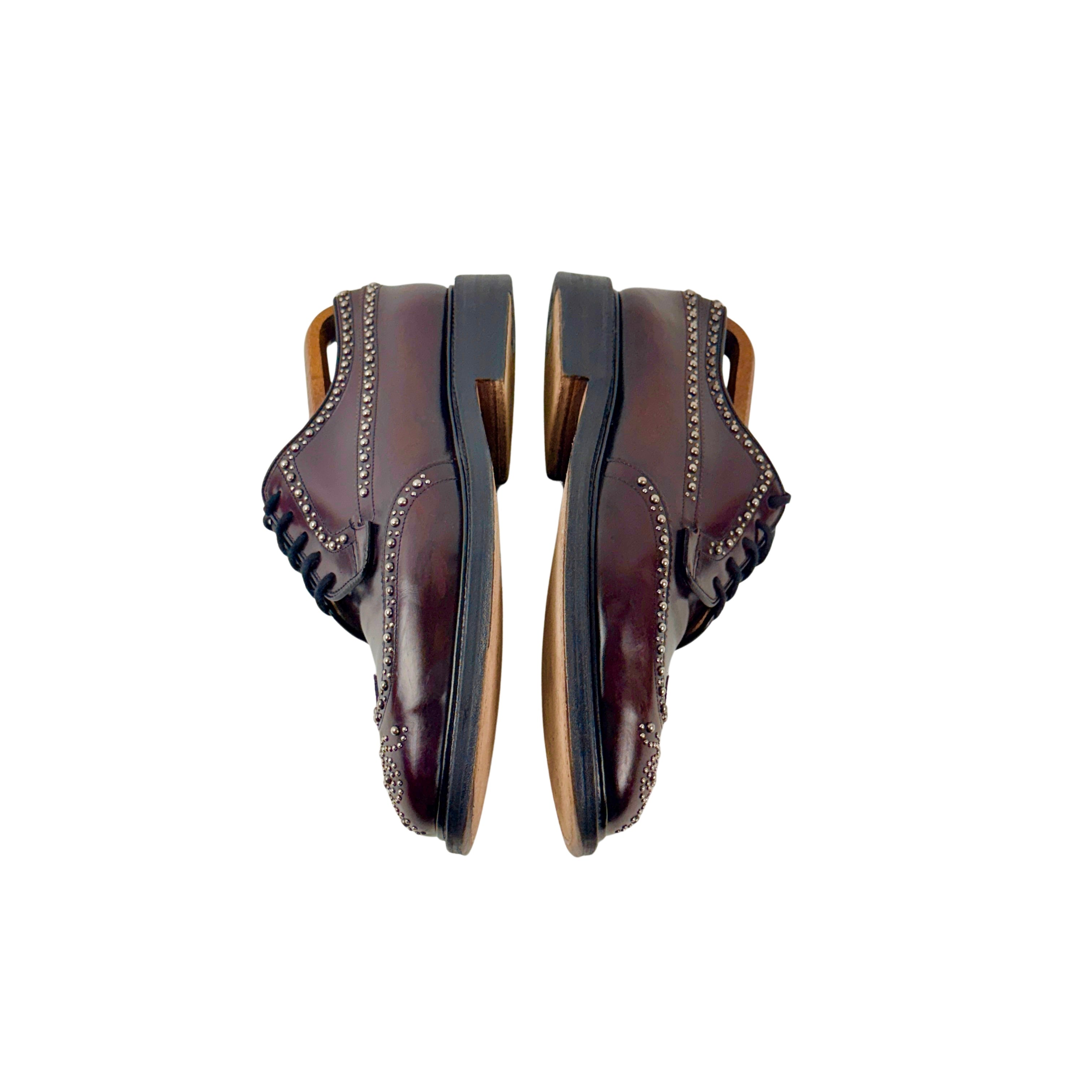CHURCH’S Leather Lace-Up Studded Burgundy Colour Derby/Oxford (Size 41.5)
