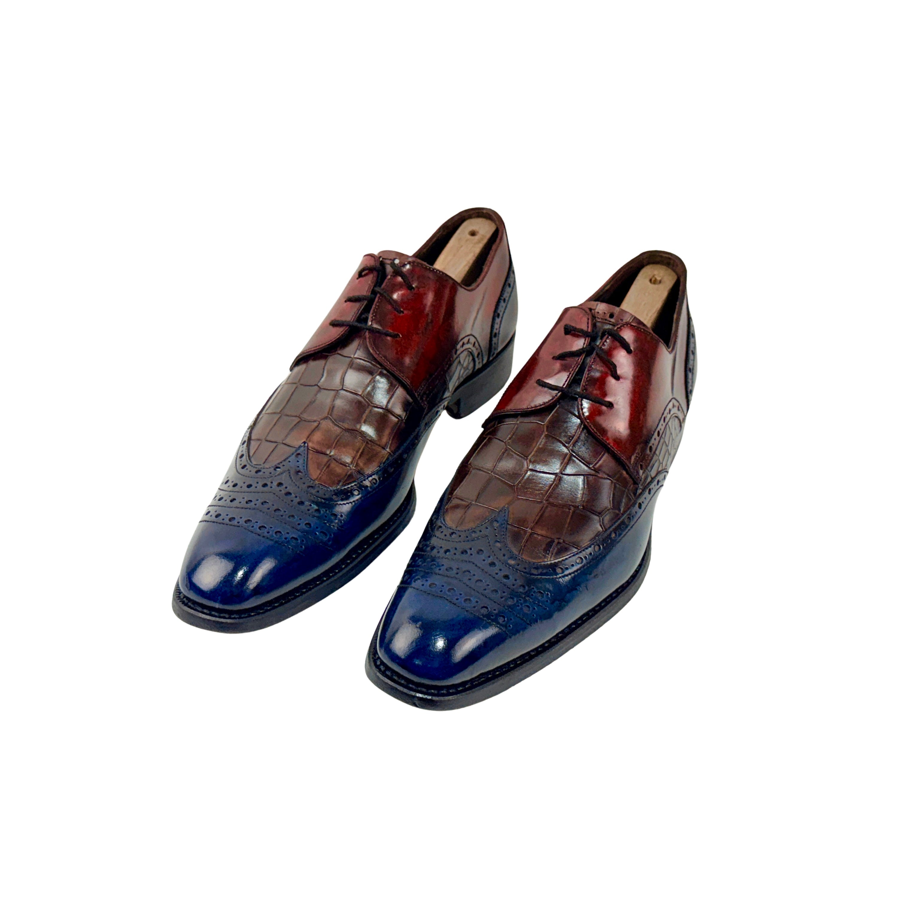 HARRIS FIRENZE Derby/Oxford Exotic Leather: The Vamp (Middle Section) Appears To Be Crocodile Skin Multi-Tonal (Size 43.5)
