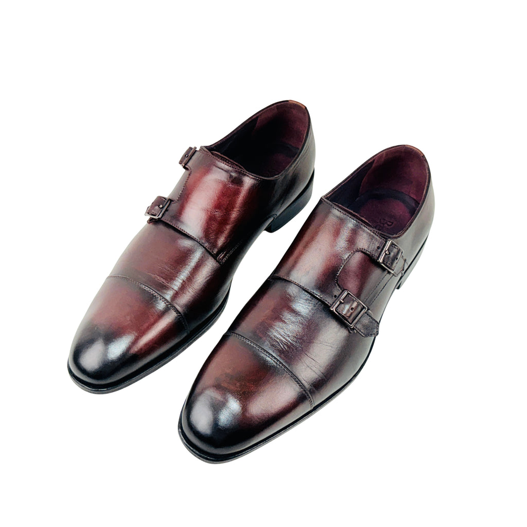 BERLUTI Double Monk Straps/Dress/Slip-On Burgundy Colour (Size 42)