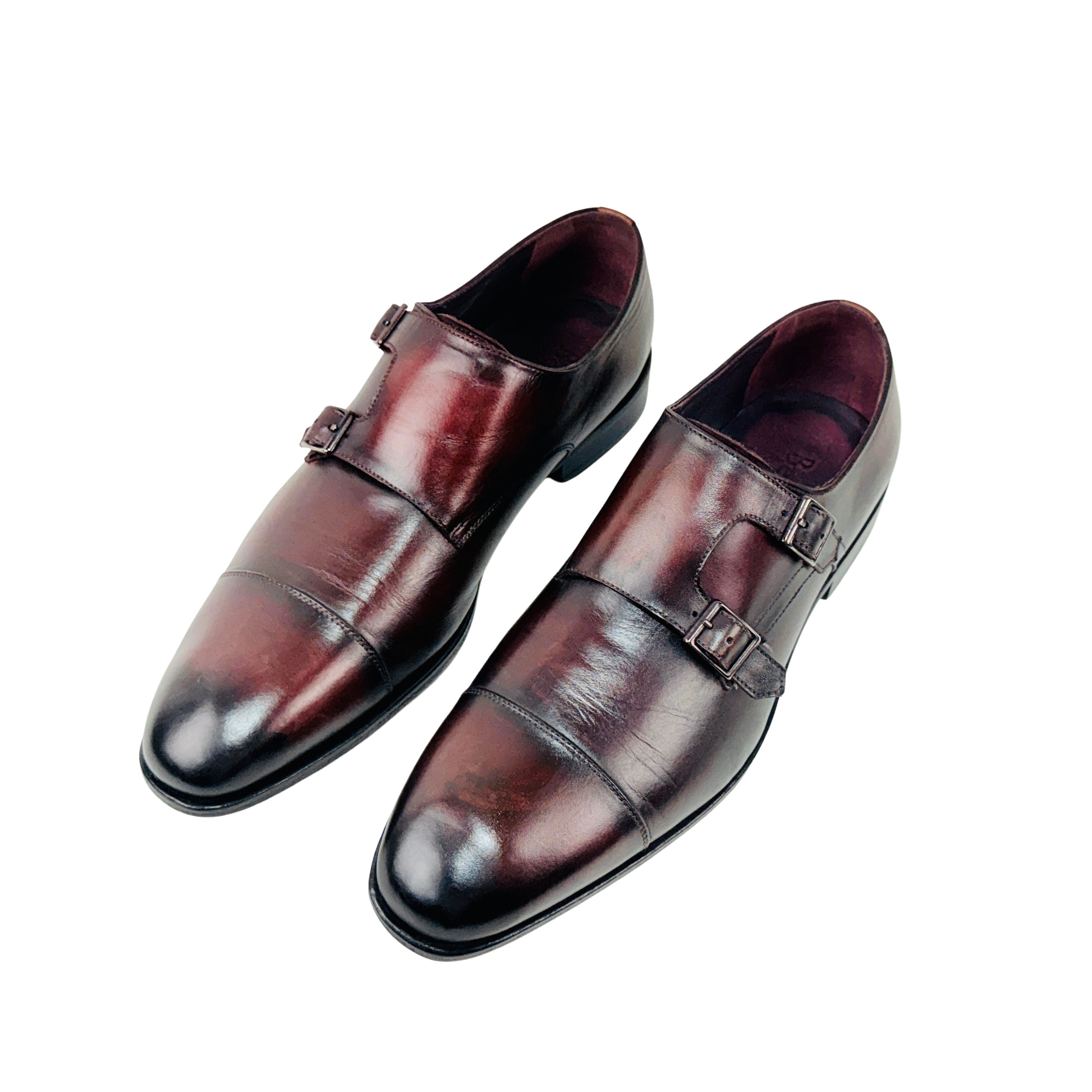BERLUTI Double Monk Straps/Dress/Slip-On Burgundy Colour (Size 42)