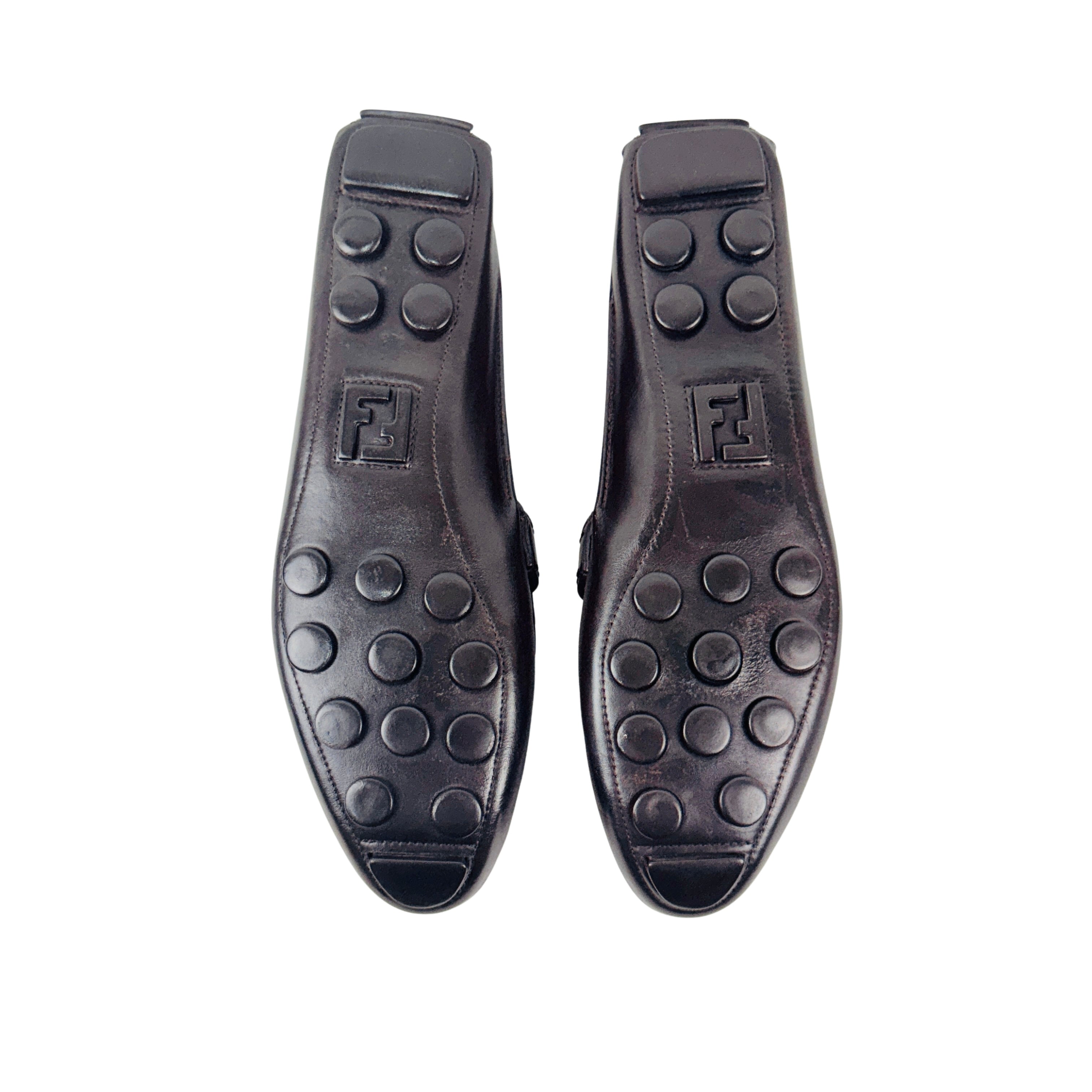 FENDI Zucca-FF Monogram Loafers/Moccasins/Drving (Size 42)