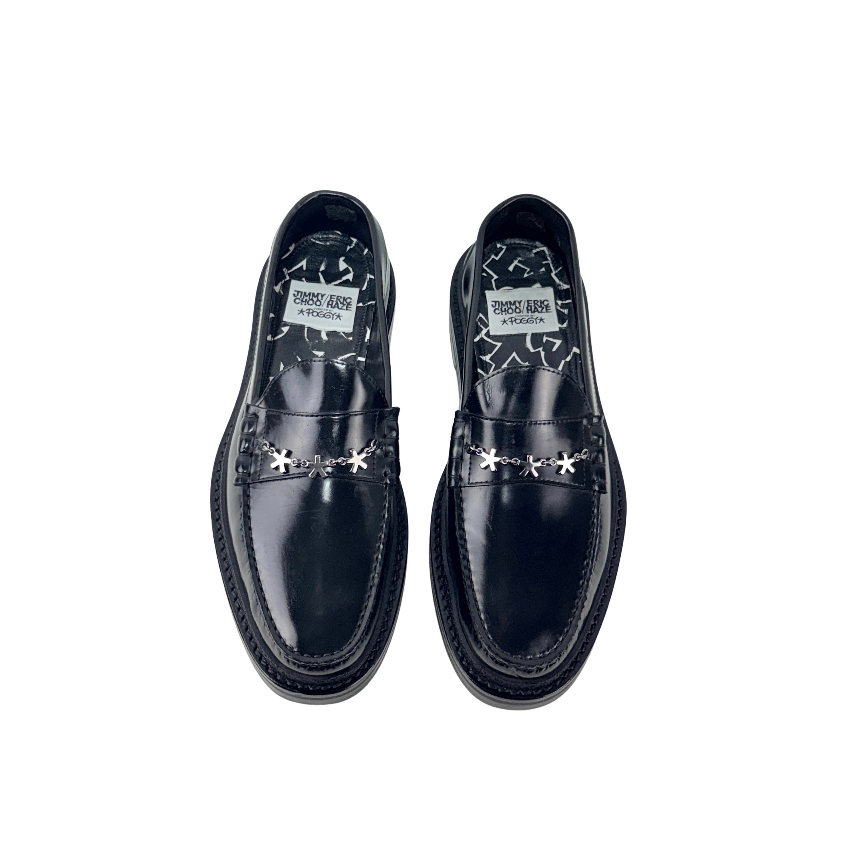 JIMMY CHOO X Eric Haze X Poggy Star Chain Ezra LoaferS/Moccasins Black (Size 44)