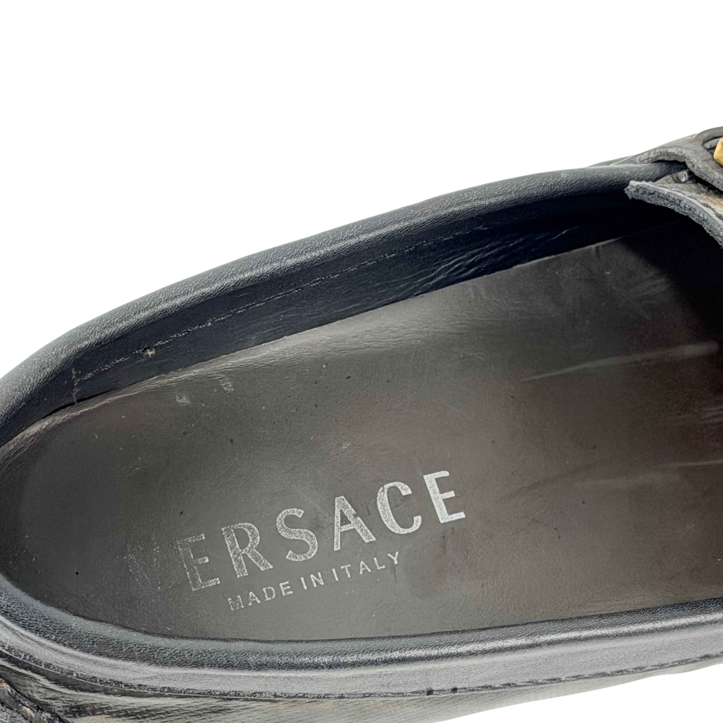 VERSACE Patent Leather Camouflage Leopard Inspired Print Leather Loafers/Moccasins (Size 42)