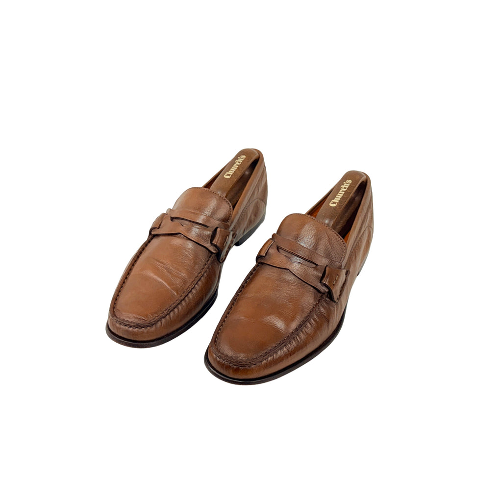SANTONI Penny Loafers/Moccasins Crafted In Brown Leather With Their Signature Orange Lining (Size 44)
