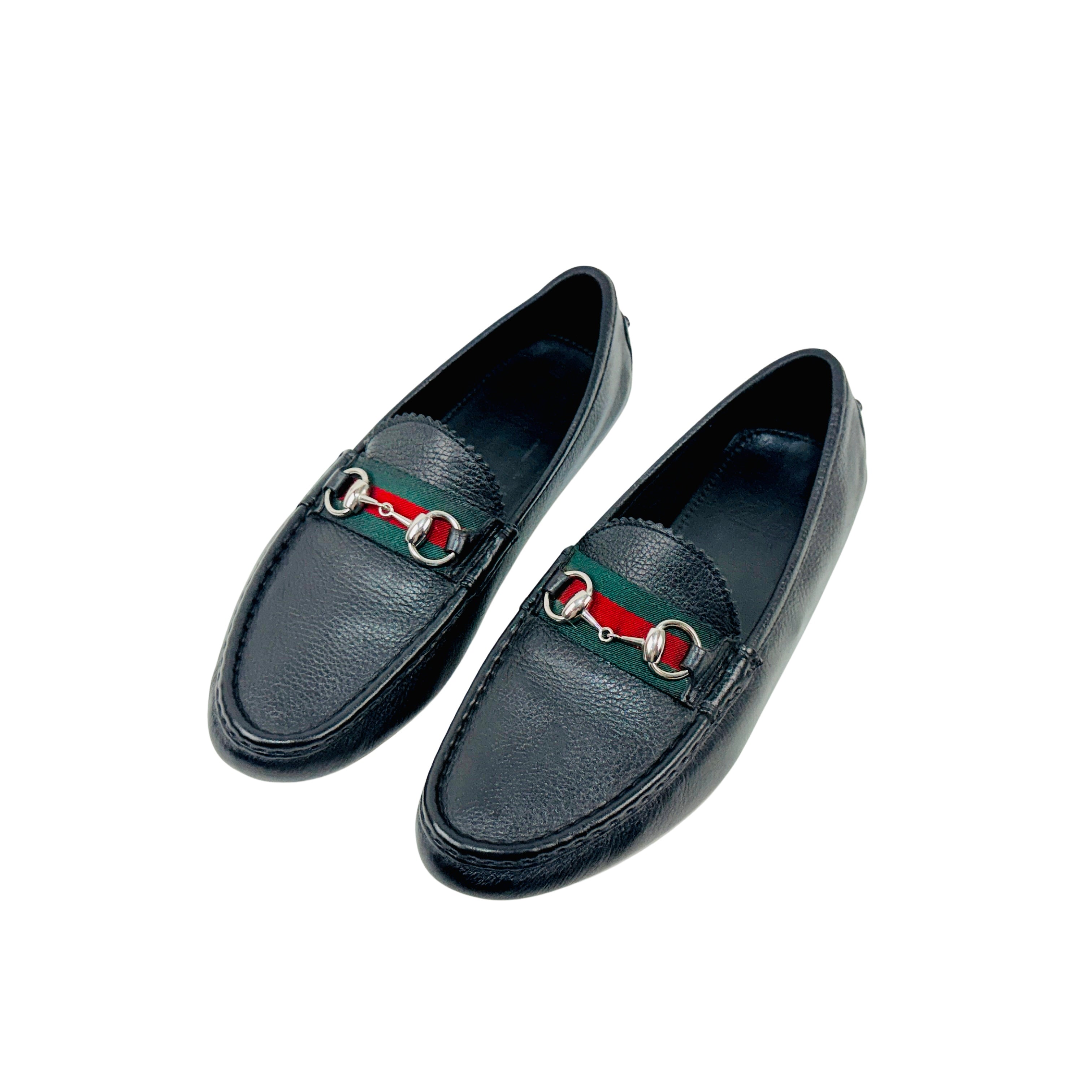 GUCCI Black Web Horsebit Loafers/Moccasins/Driving (Size 40)
