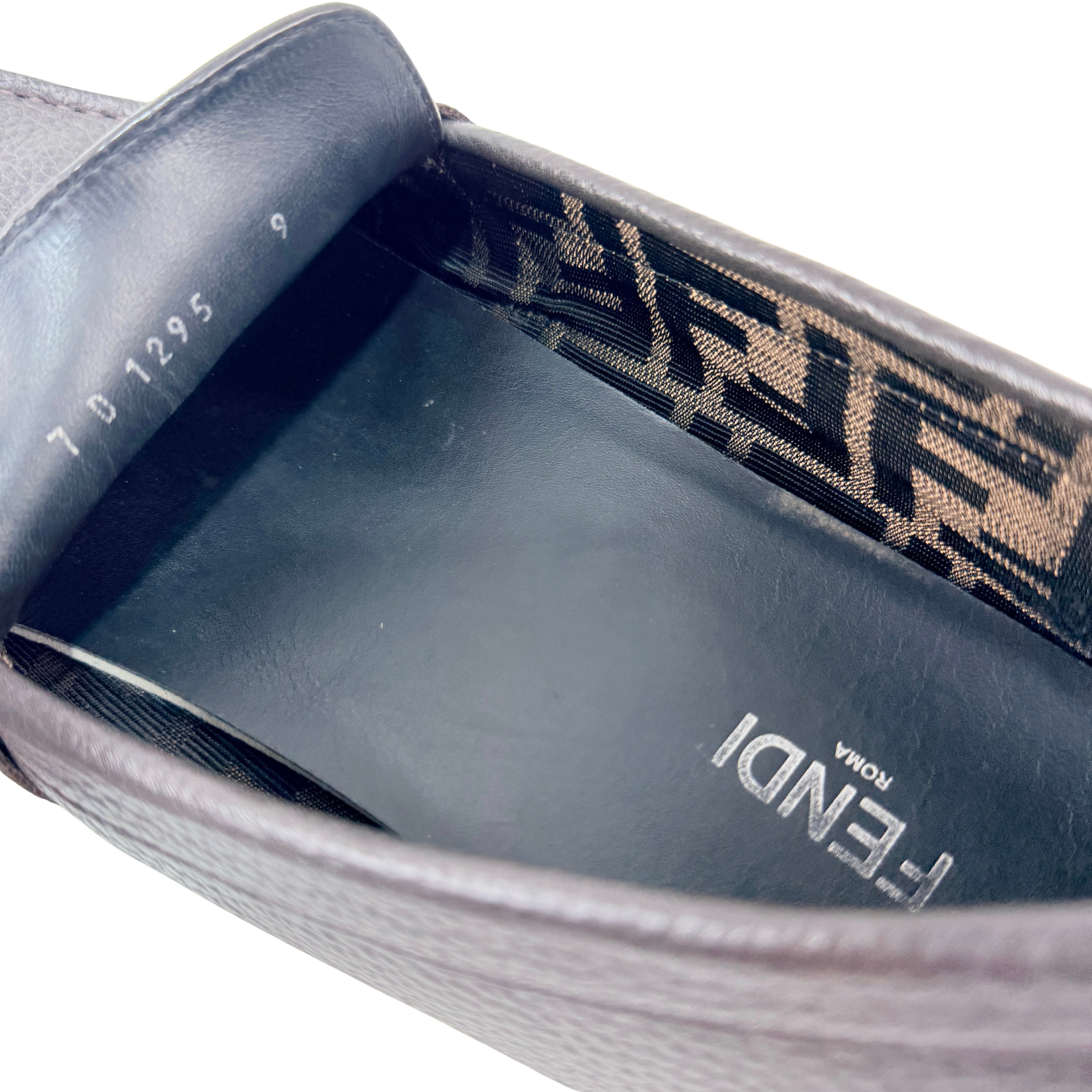 FENDI Men's Brown FF Metal Logo Loafers/Moccasins (Size 43)