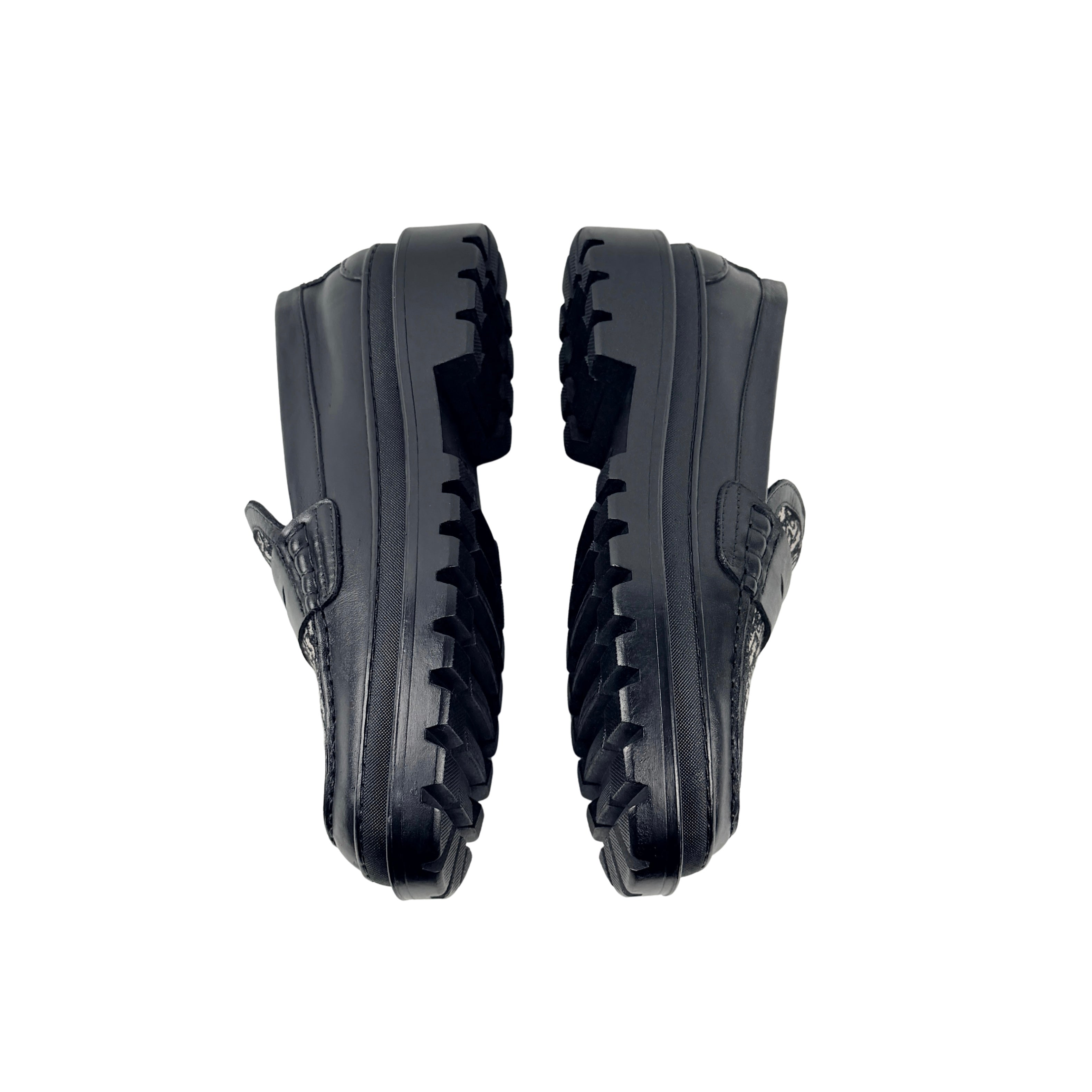 CHRISTIAN DIOR Black Leather Oblique Jacquard Explorer Loafers/Moccasins (Size 42)