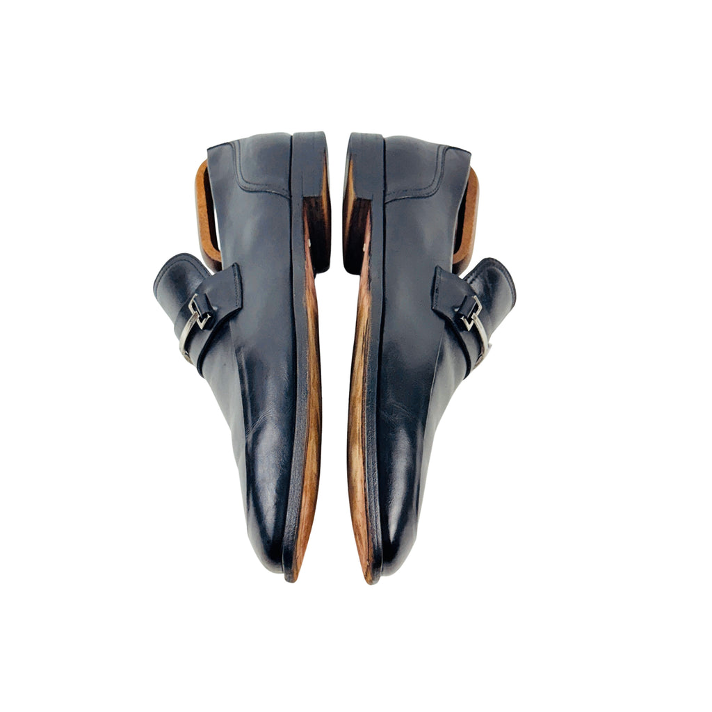 GUCCI Black Calf Leather Bar Buckle Loafers/Moccasins (Size 45.5)