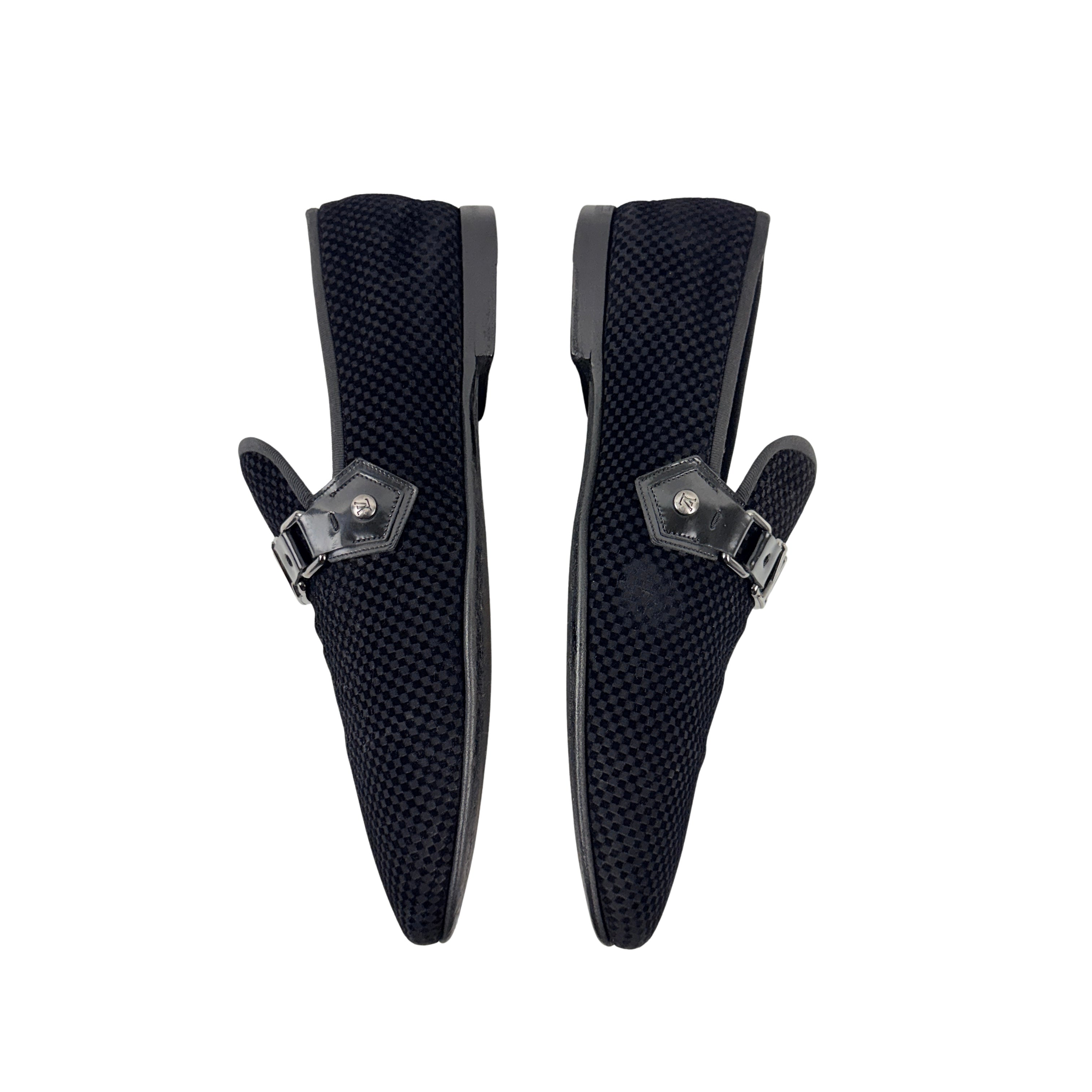LOUIS VUITTON Petit Damier Ebene Suede Monte Carlo Loafers/Moccasins (Size 43)