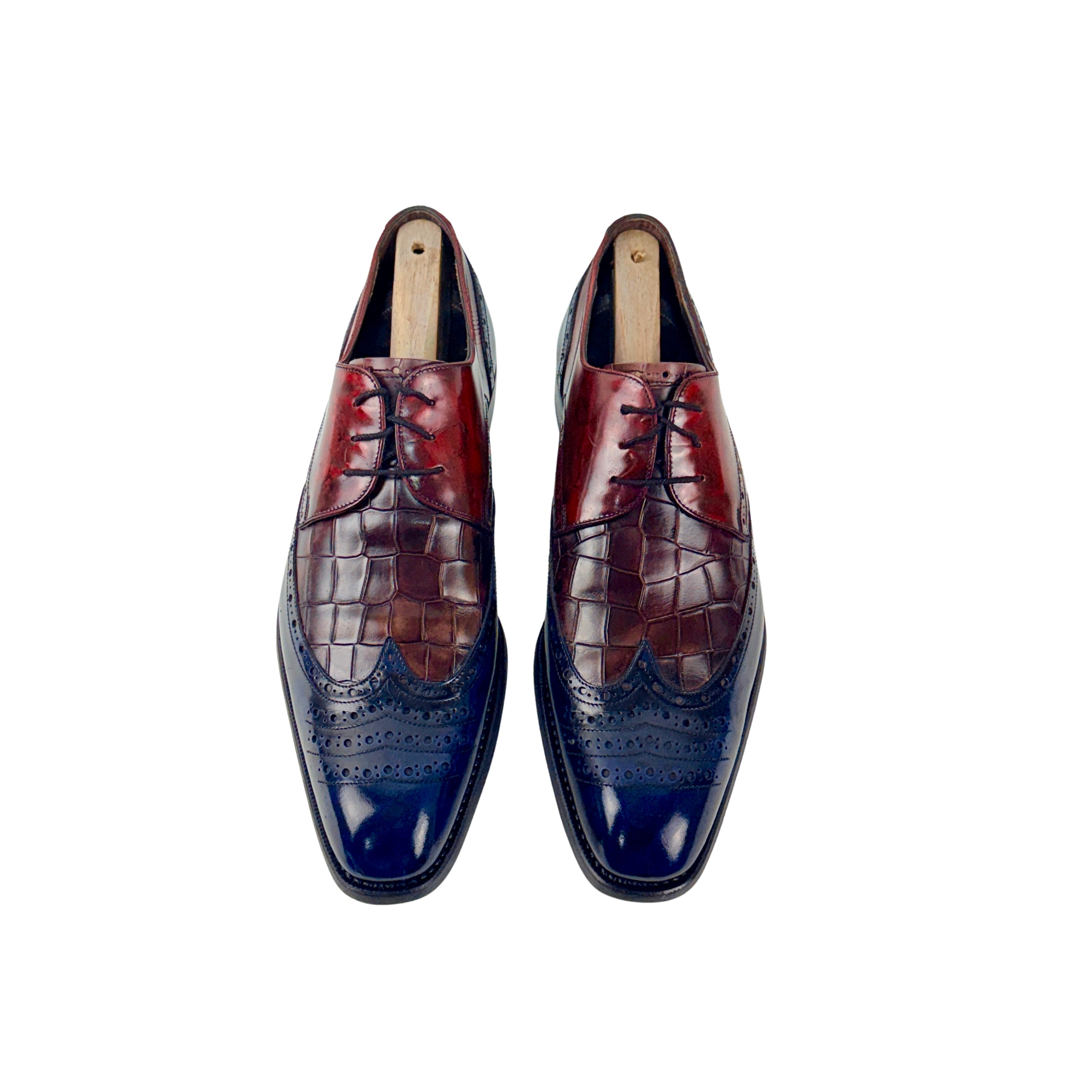 HARRIS FIRENZE Derby/Oxford Exotic Leather: The Vamp (Middle Section) Appears To Be Crocodile Skin Multi-Tonal (Size 43.5)