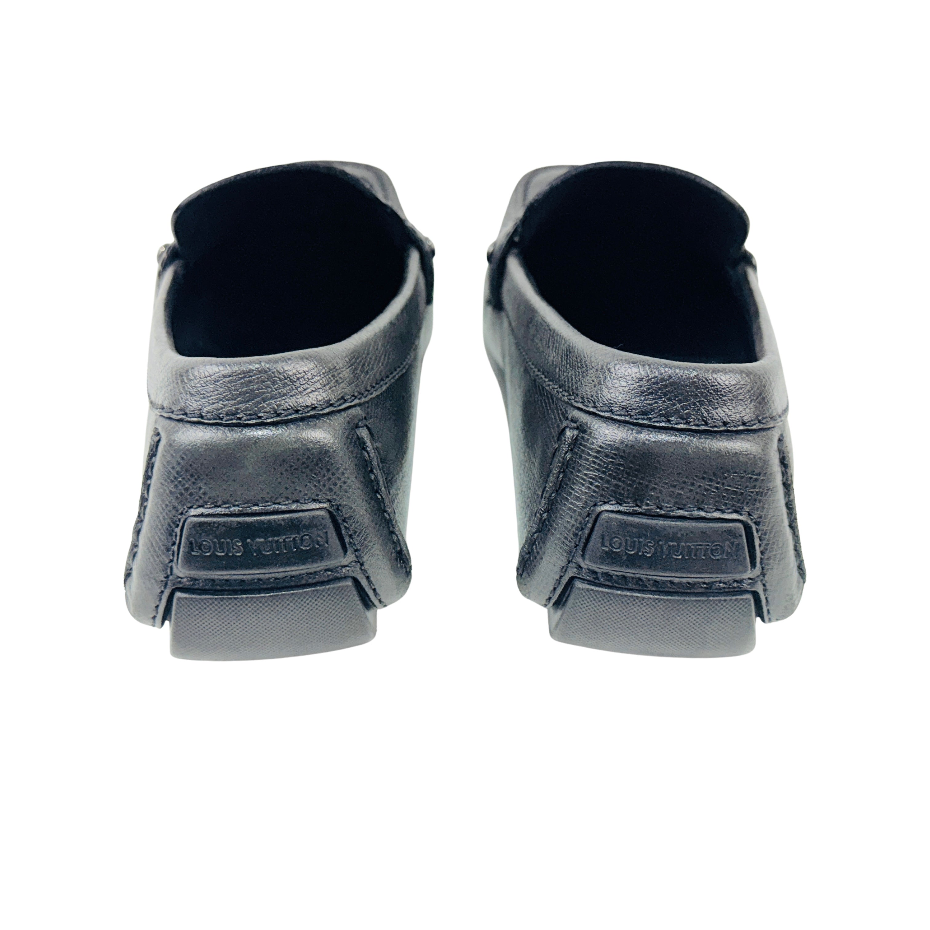 LOUIS VUITTON Monte Carlo Loafers/Moccasins/Driving Gray Taiga Leather (Size 45)