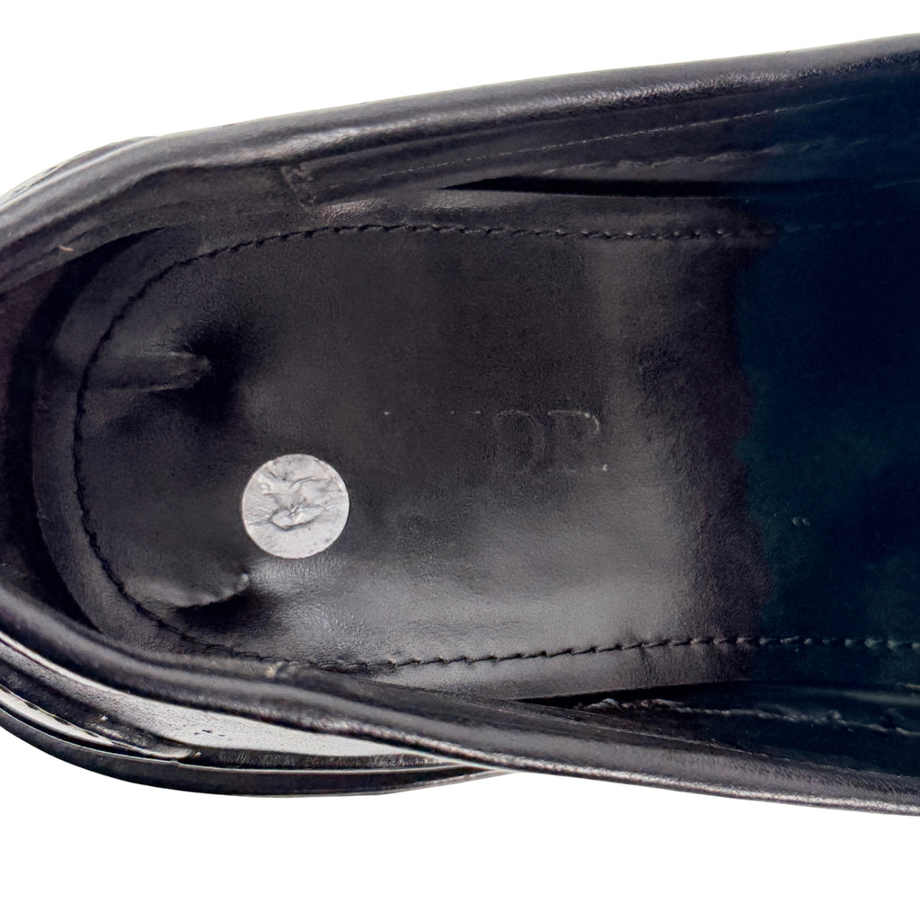 CHRISTIAN DIOR Black Leather Oblique Jacquard Explorer Loafers/Moccasins (Size 42)