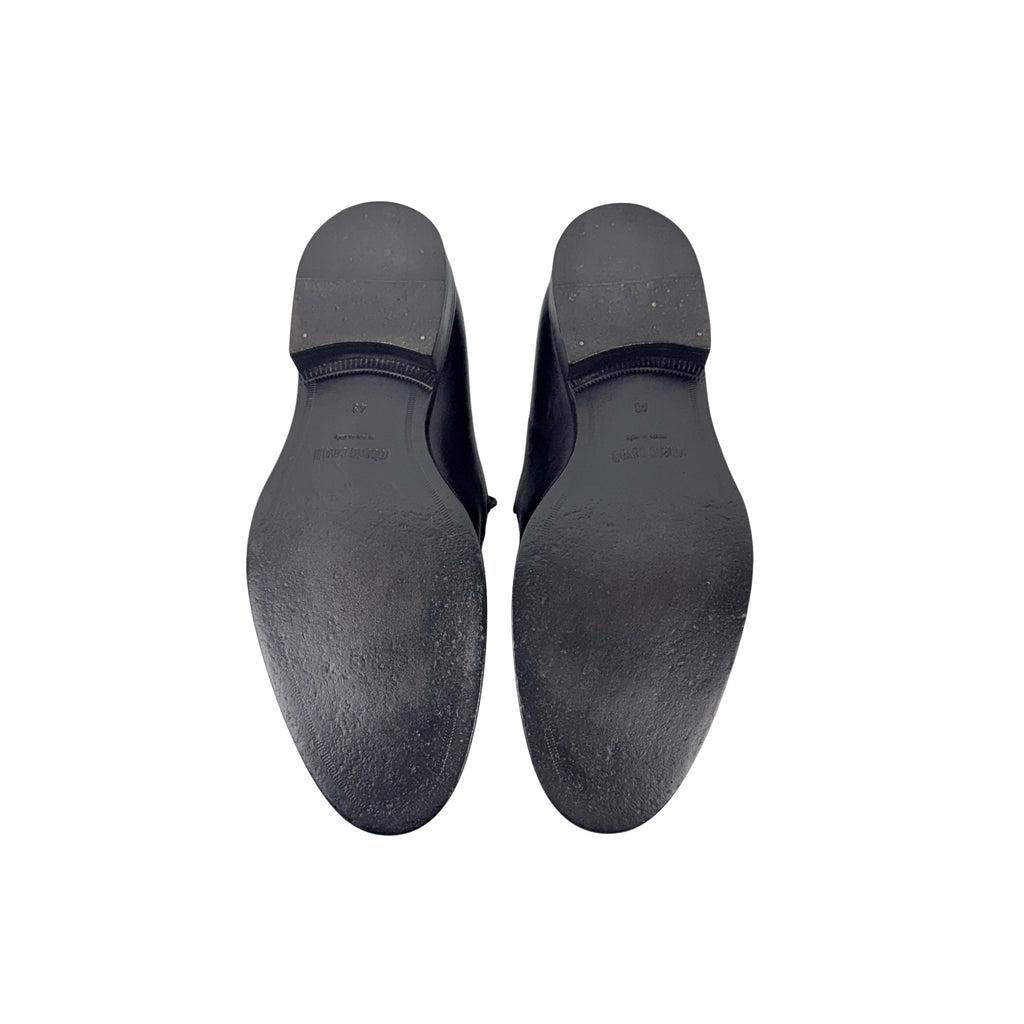 ROBERTO CAVALLI Men’s Black Leather With RC Monogram Loafers/Moccasins(Size 43)