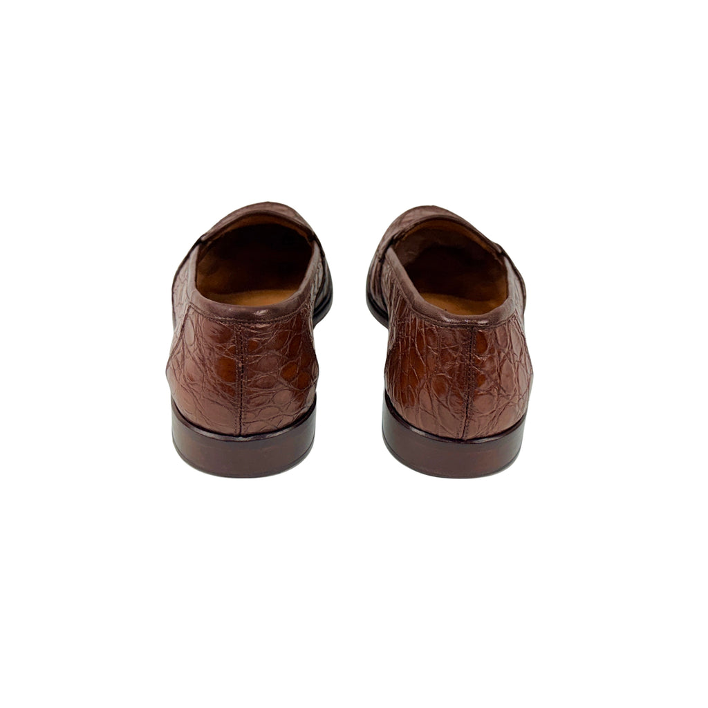 ZELLI ITALIA 119-CGN TUSCANY Crocodile Penny Loafers/Moccasins, Cognac (Size 45)