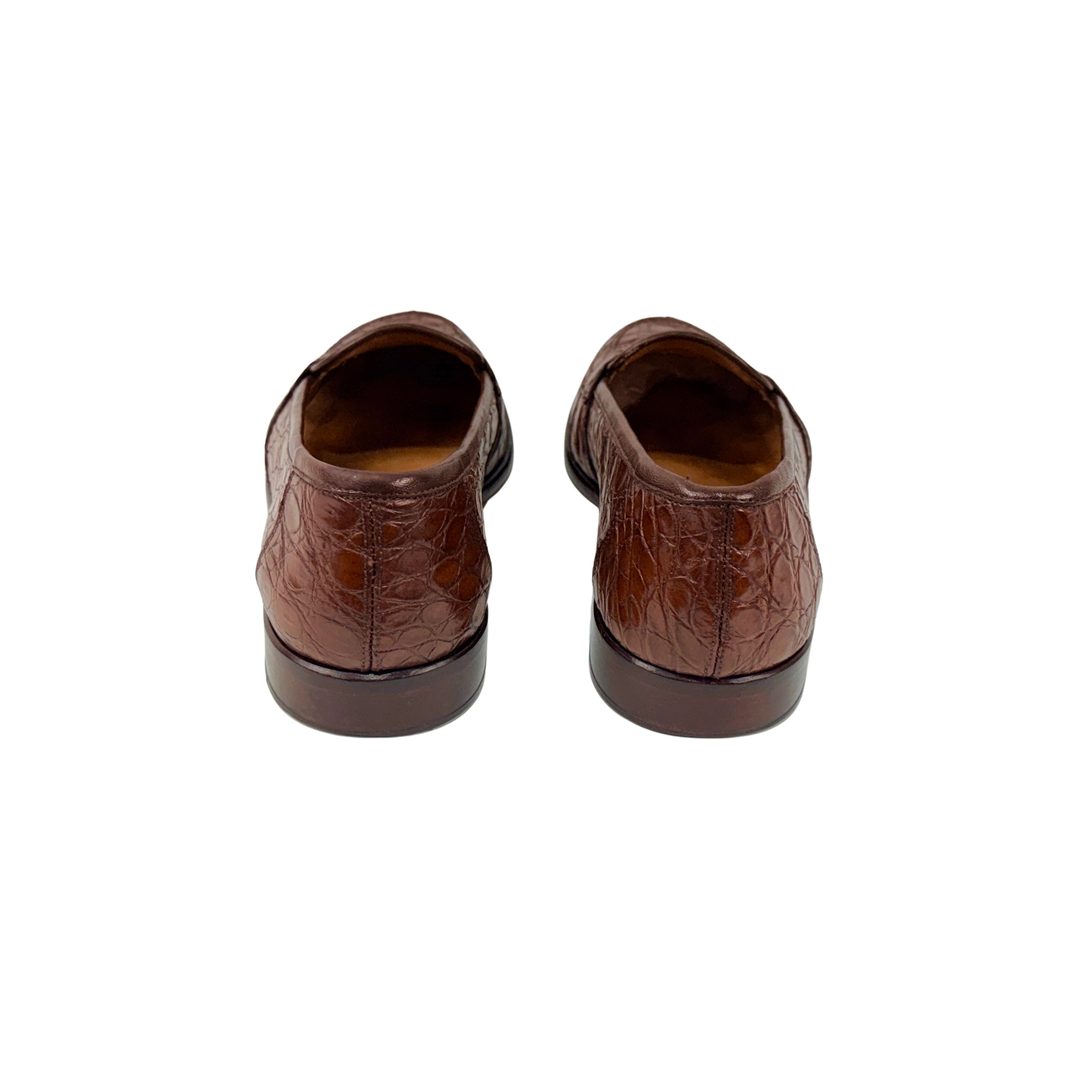 ZELLI ITALIA 119-CGN TUSCANY Crocodile Penny Loafers/Moccasins, Cognac (Size 45)