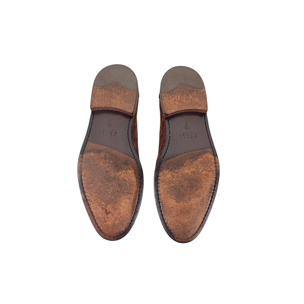 ZELLI ITALIA 119-CGN TUSCANY Crocodile Penny Loafers/Moccasins, Cognac (Size 45)