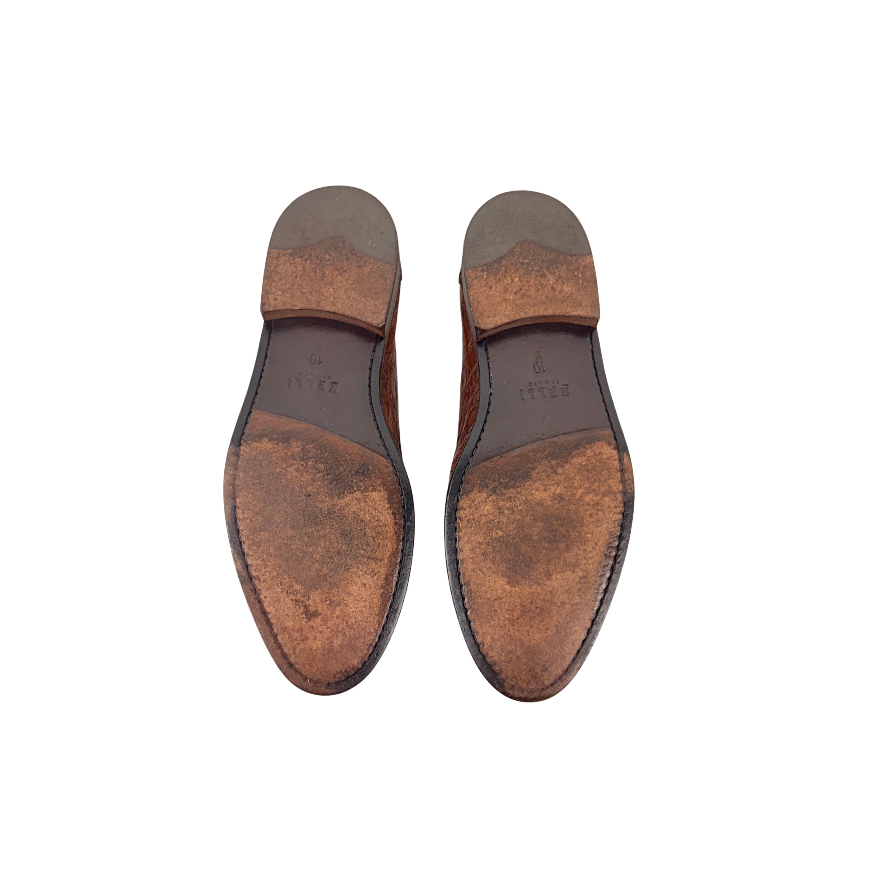 ZELLI ITALIA 119-CGN TUSCANY Crocodile Penny Loafers/Moccasins, Cognac (Size 45)