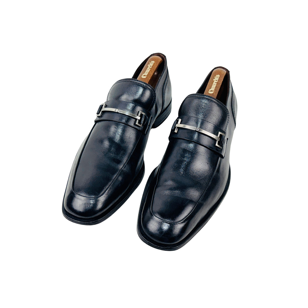 GUCCI Black Calf Leather Bar Buckle Loafers/Moccasins (Size 45.5)