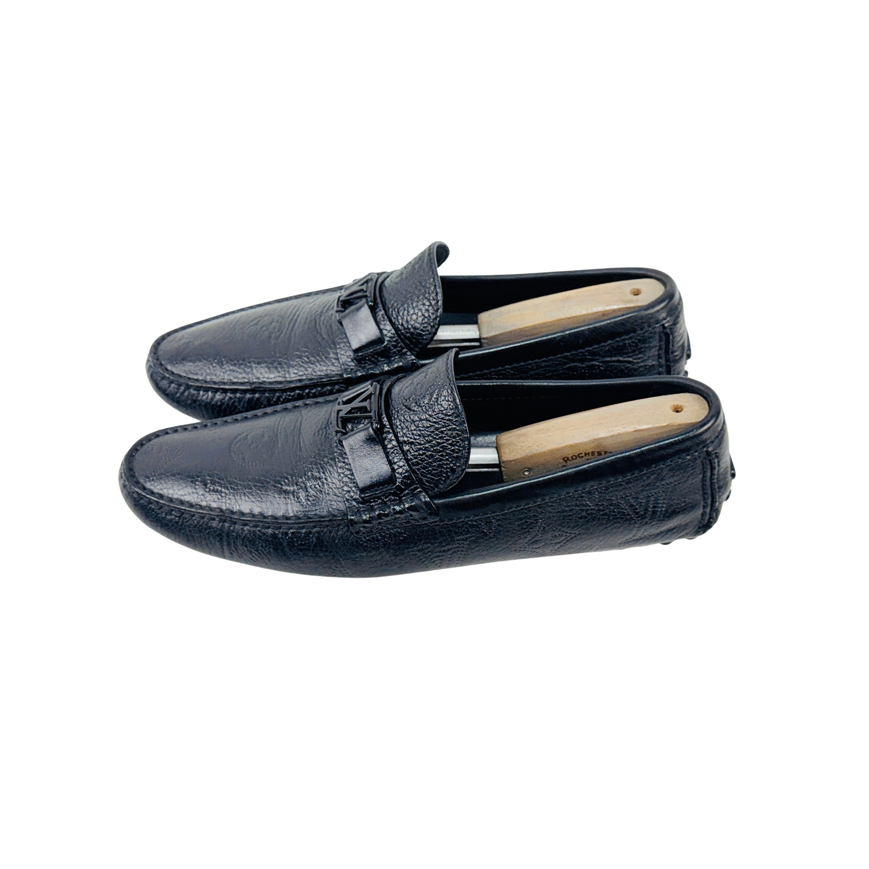 LOUIS VUITTON Hockenheim Laser-Perforated Monogram Black Loafers/Moccasins (Size 43.5)