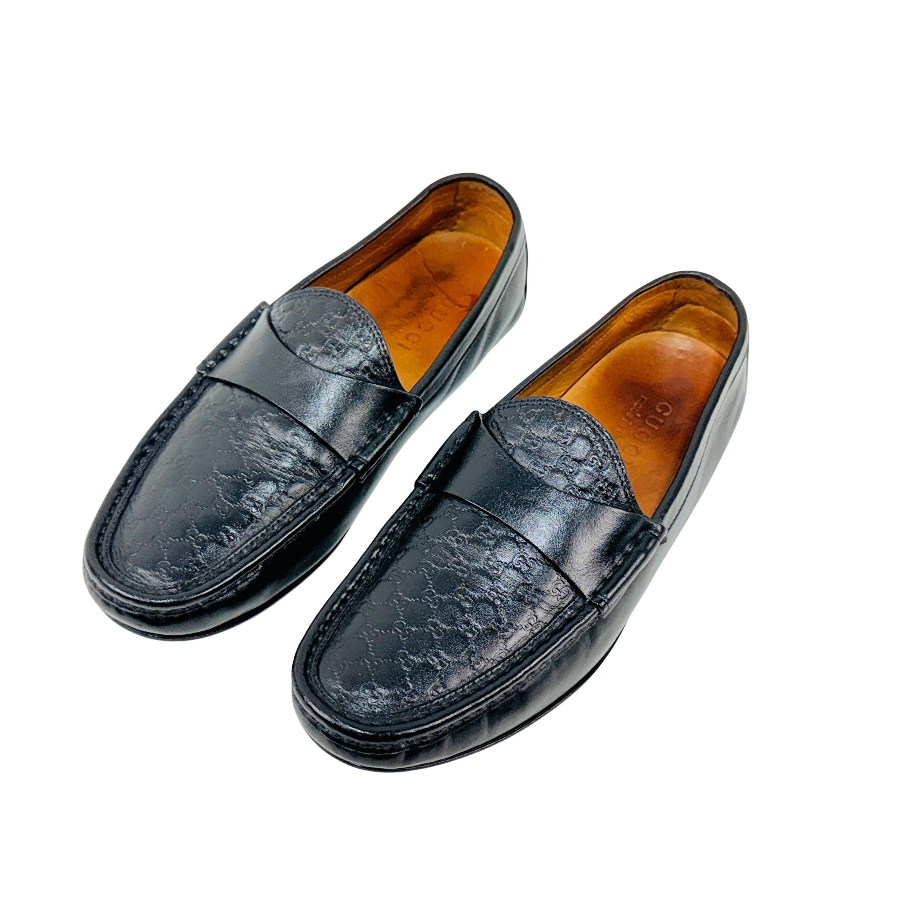 GUCCI GG Embossed Leather Men's Loafers/Moccasins/Driving Shoes (Size 40)