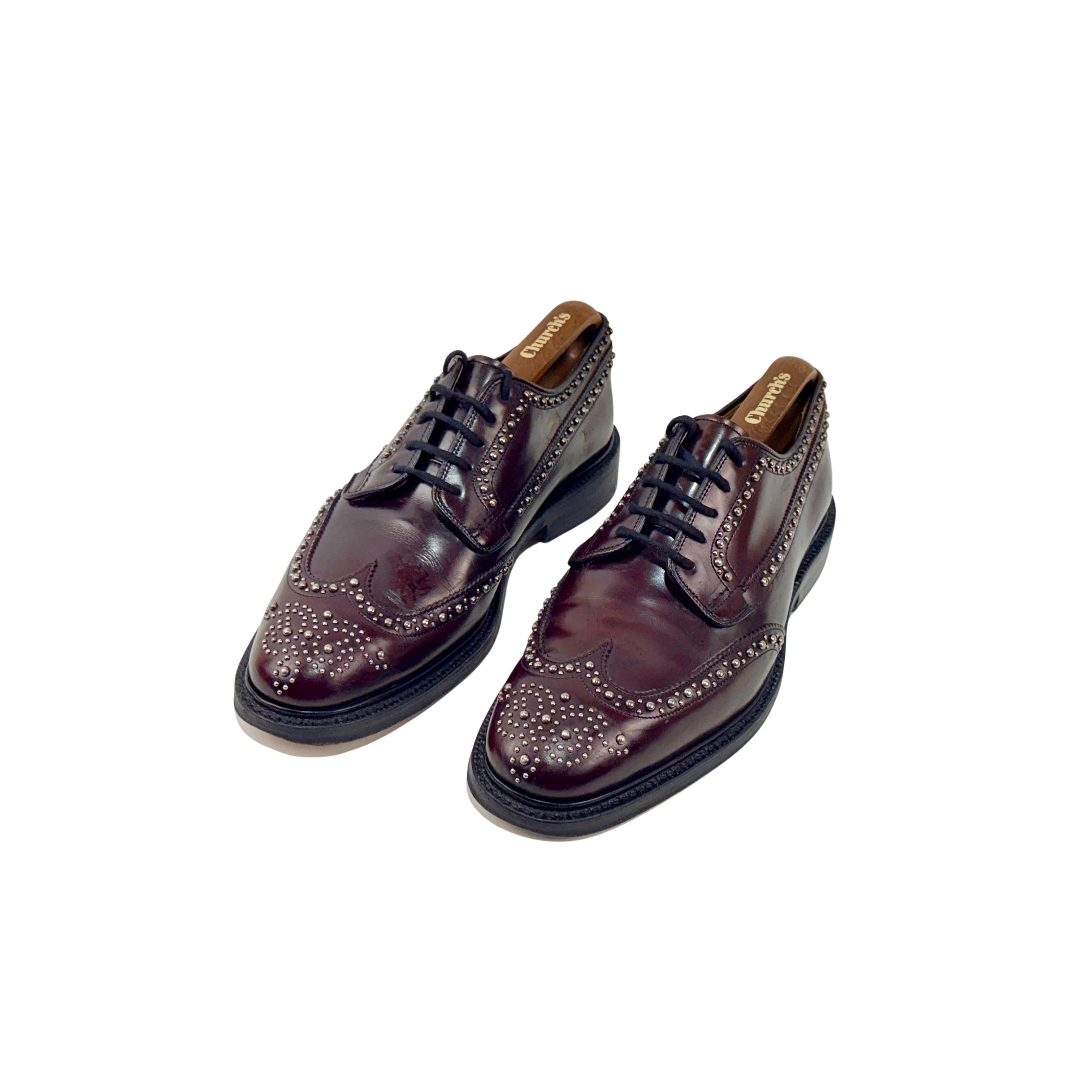 CHURCH’S Leather Lace-Up Studded Burgundy Colour Derby/Oxford (Size 41.5)