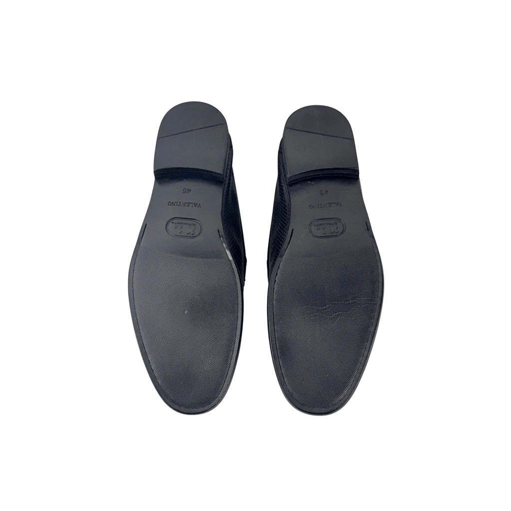 VALENTINO GARAVANI Loafers/Moccasins Perforated Leather With Metallic logo (Size 45)