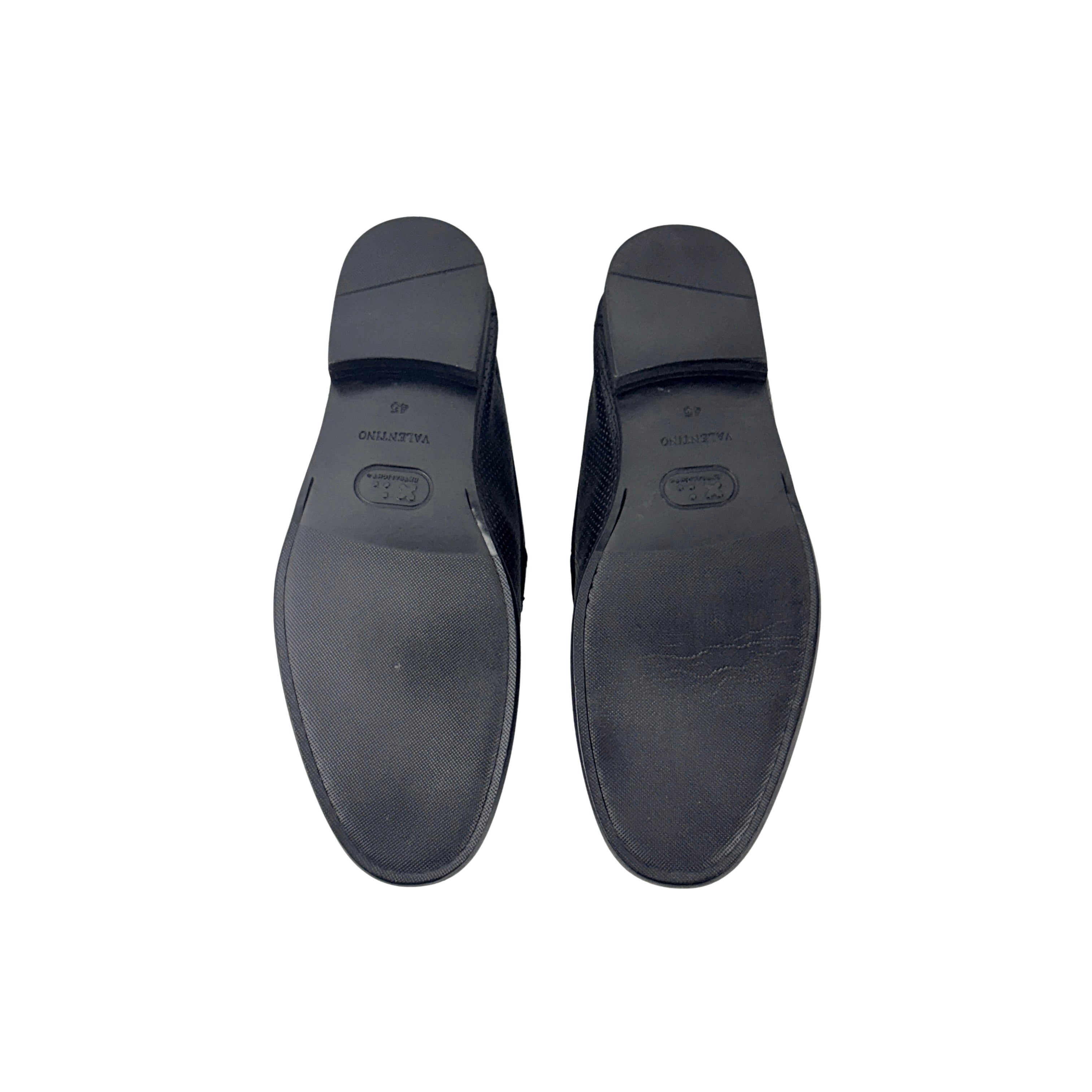 VALENTINO GARAVANI Loafers/Moccasins Perforated Leather With Metallic logo (Size 45)