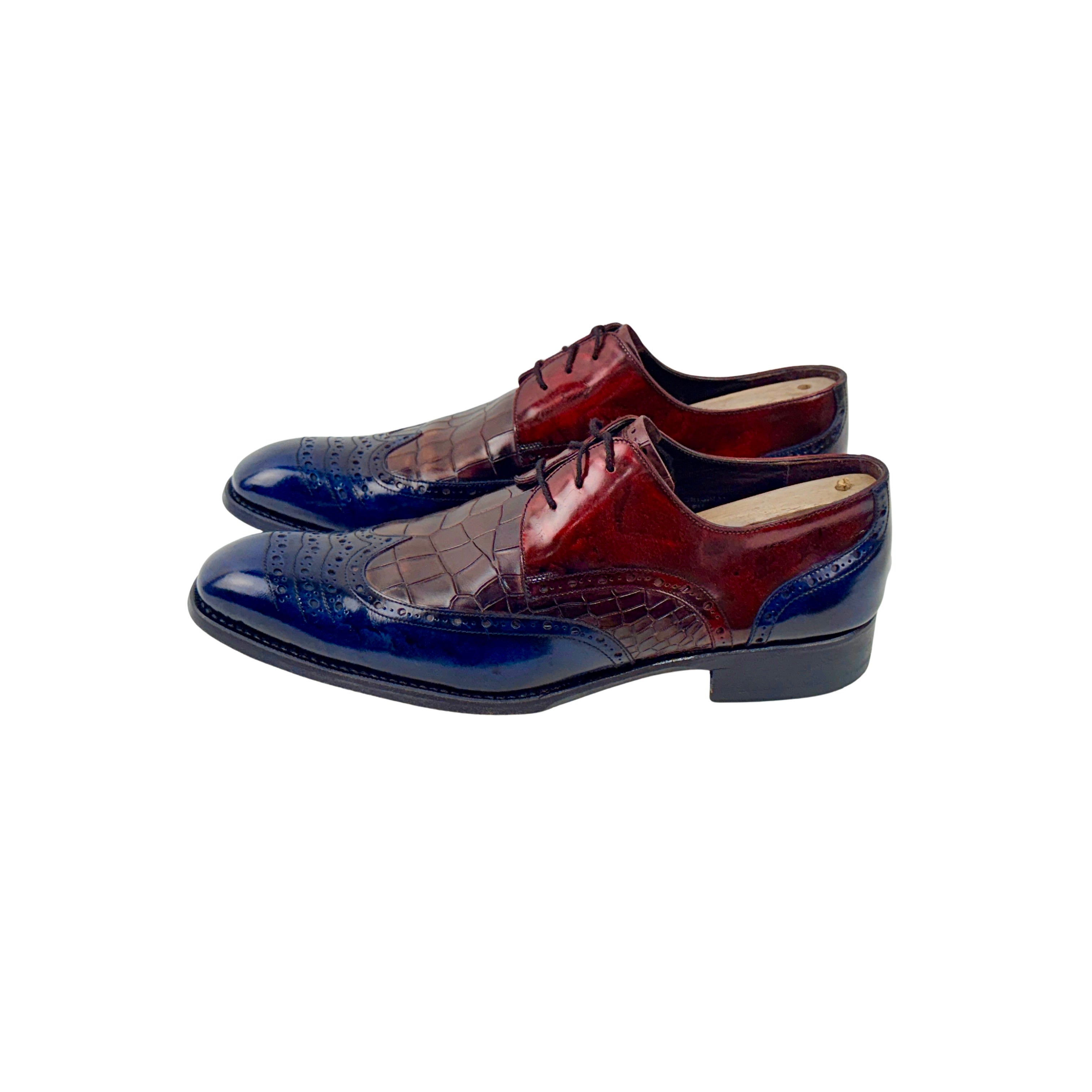 HARRIS FIRENZE Derby/Oxford Exotic Leather: The Vamp (Middle Section) Appears To Be Crocodile Skin Multi-Tonal (Size 43.5)