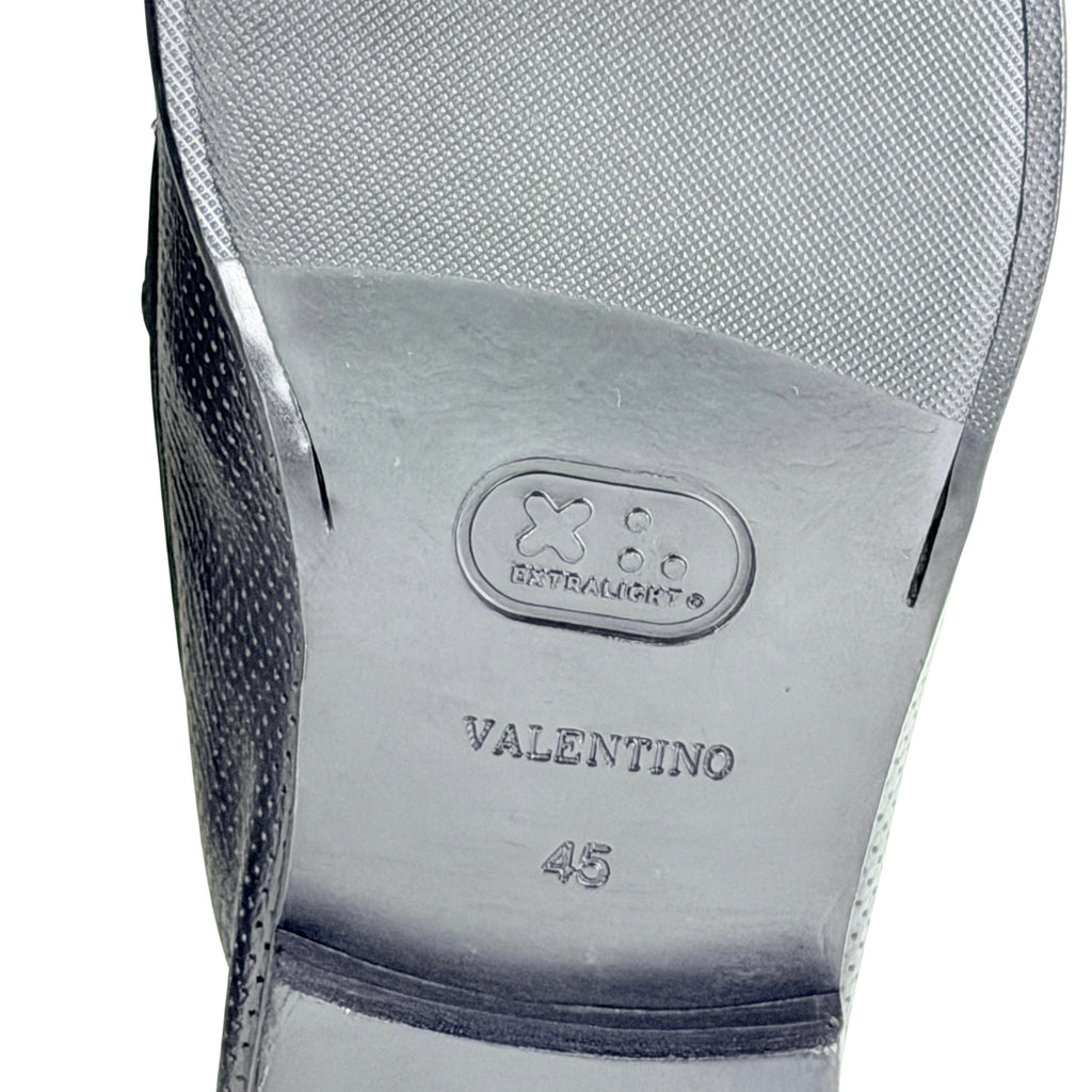 VALENTINO GARAVANI Loafers/Moccasins Perforated Leather With Metallic logo (Size 45)