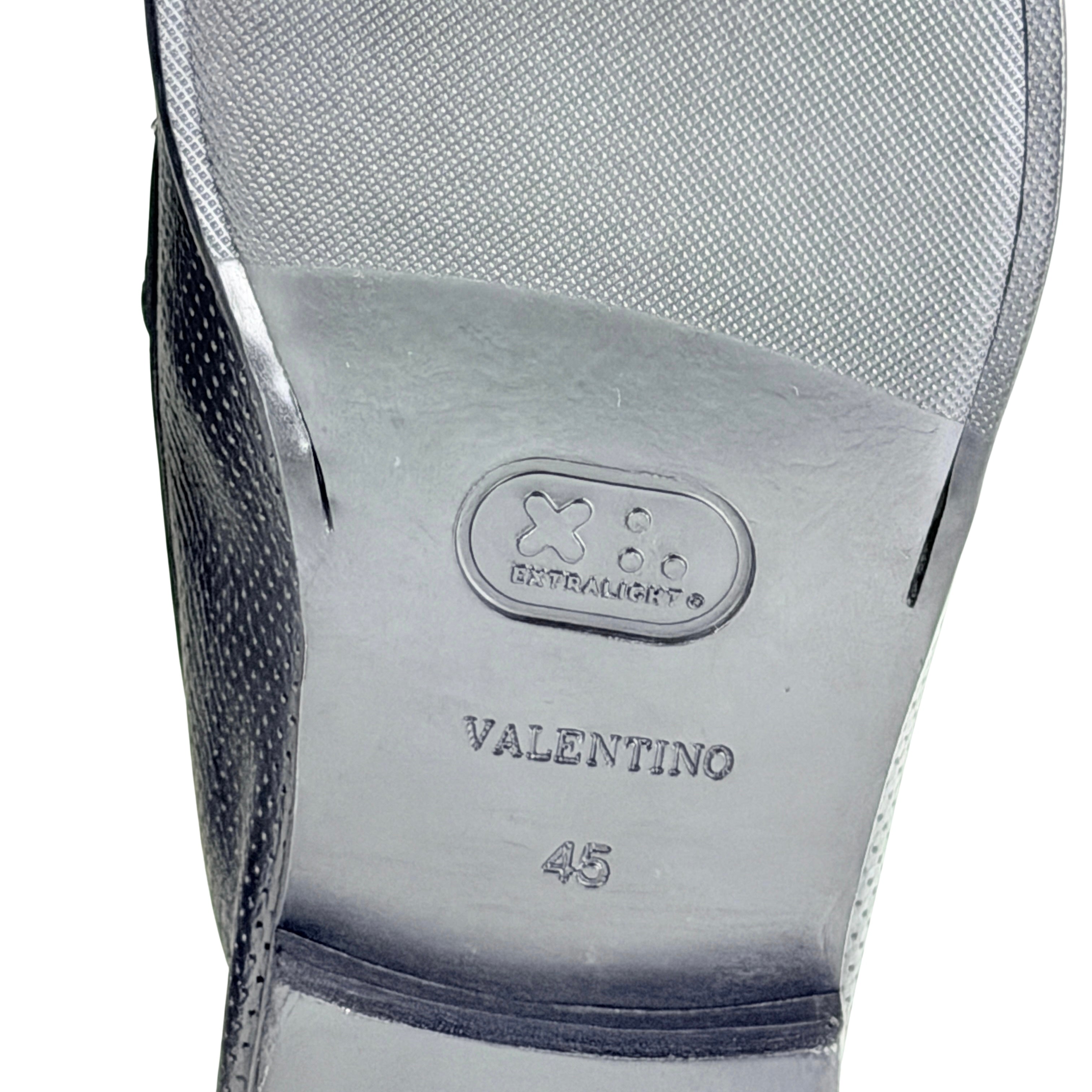 VALENTINO GARAVANI Loafers/Moccasins Perforated Leather With Metallic logo (Size 45)