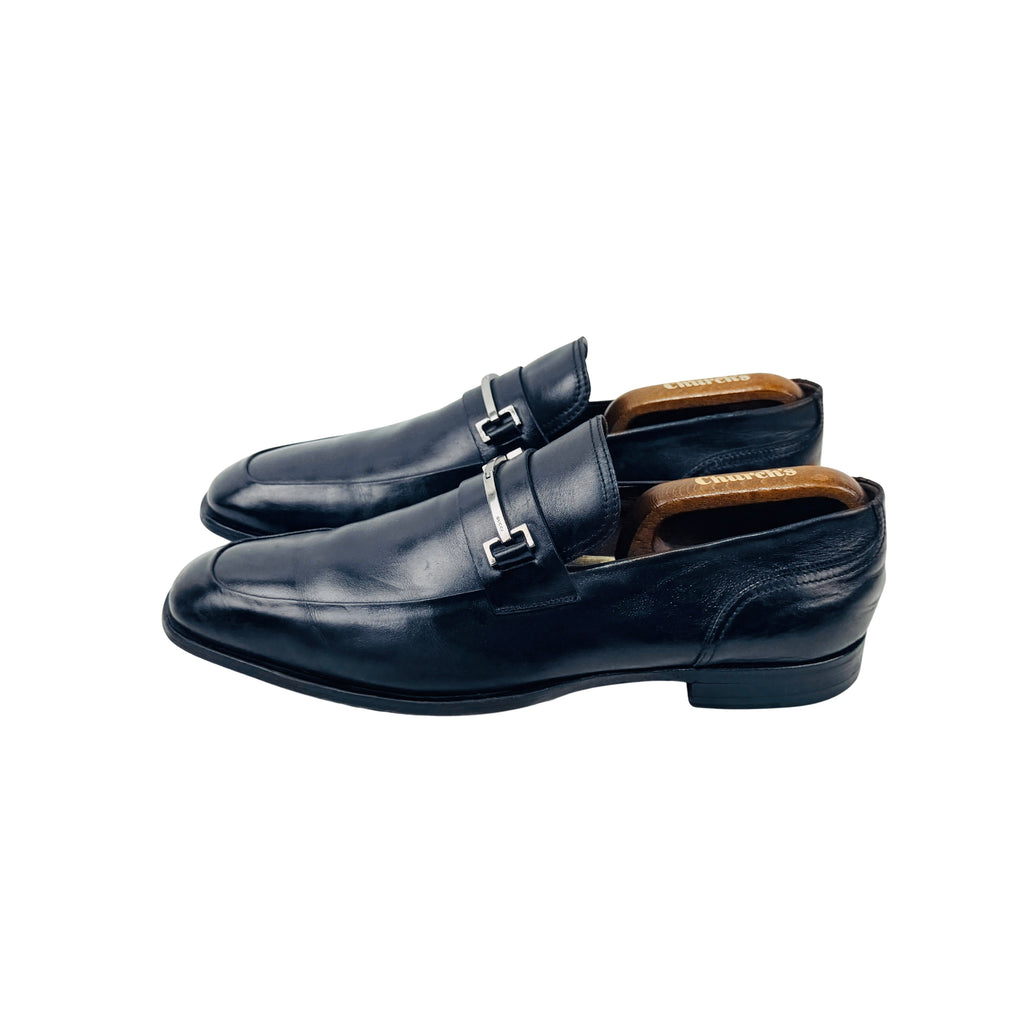 GUCCI Black Calf Leather Bar Buckle Loafers/Moccasins (Size 45.5)