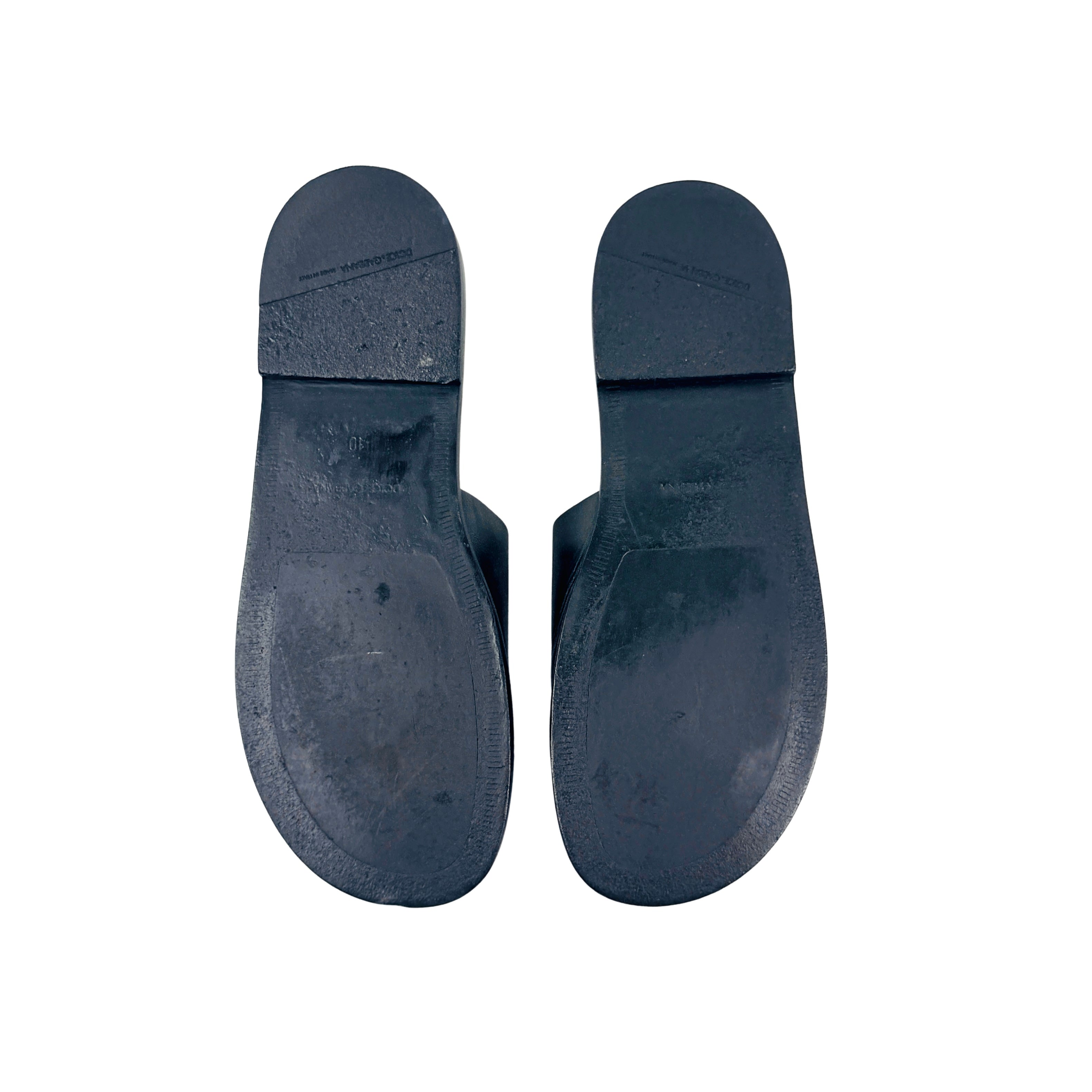 DOLCE & GABBANA 3D DG Logo Black Leather Slippers/Slides/Sandles (Size 44)