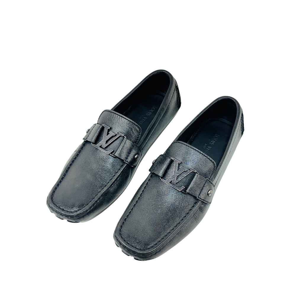 LOUIS VUITTON Monte Carlo Loafers/Moccasins/Driving Gray Taiga Leather (Size 45)