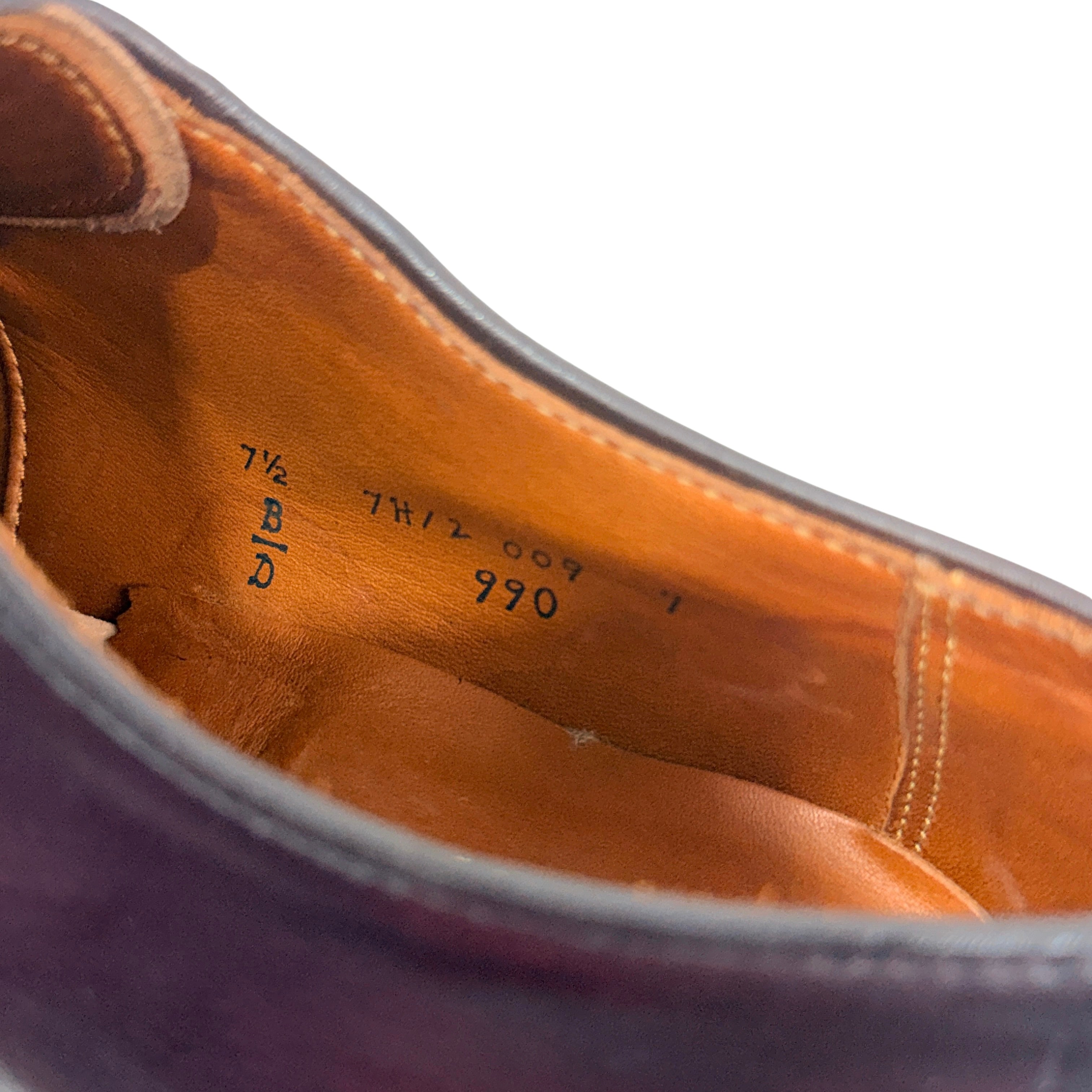 ALDEN 990 Plain Toe Blucher in Color Dark Burgundy Oxford/Derby/Lace Up (Size 41.5)