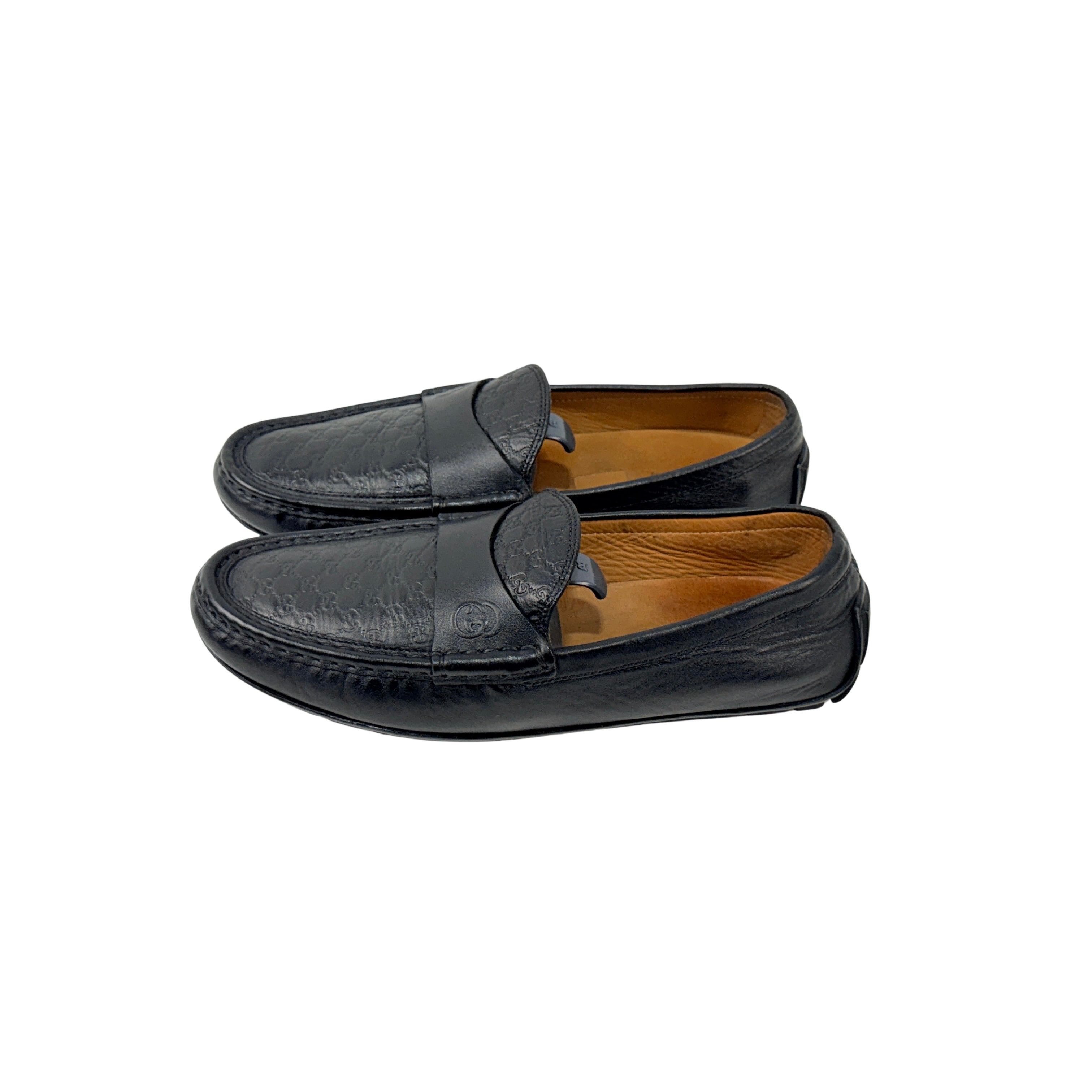 GUCCI Black Guccissima Leather Loafers/Moccasins (Size 38)