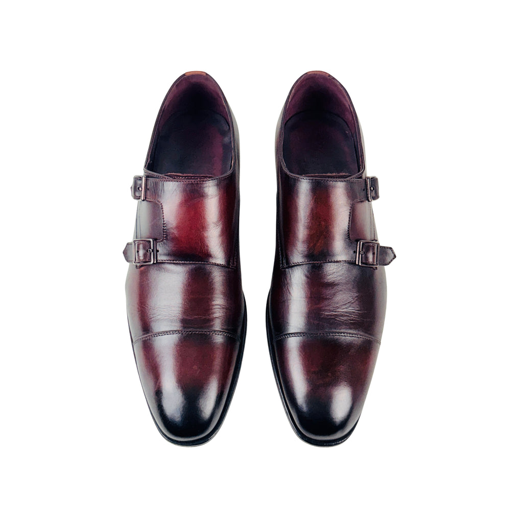 BERLUTI Double Monk Straps/Dress/Slip-On Burgundy Colour (Size 42)