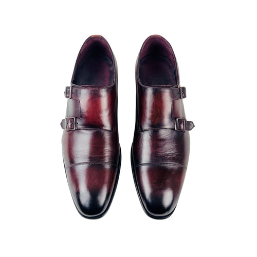 BERLUTI Double Monk Straps/Dress/Slip-On Burgundy Colour (Size 42)
