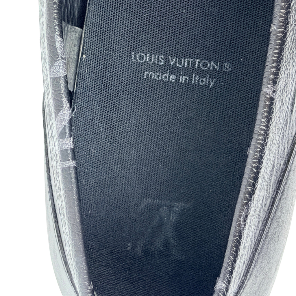 LOUIS VUITTON LV Racer Moccasins/Loafers (Size 45) crafted from supple, perforated calf leather with coordinating Monogram-canvas