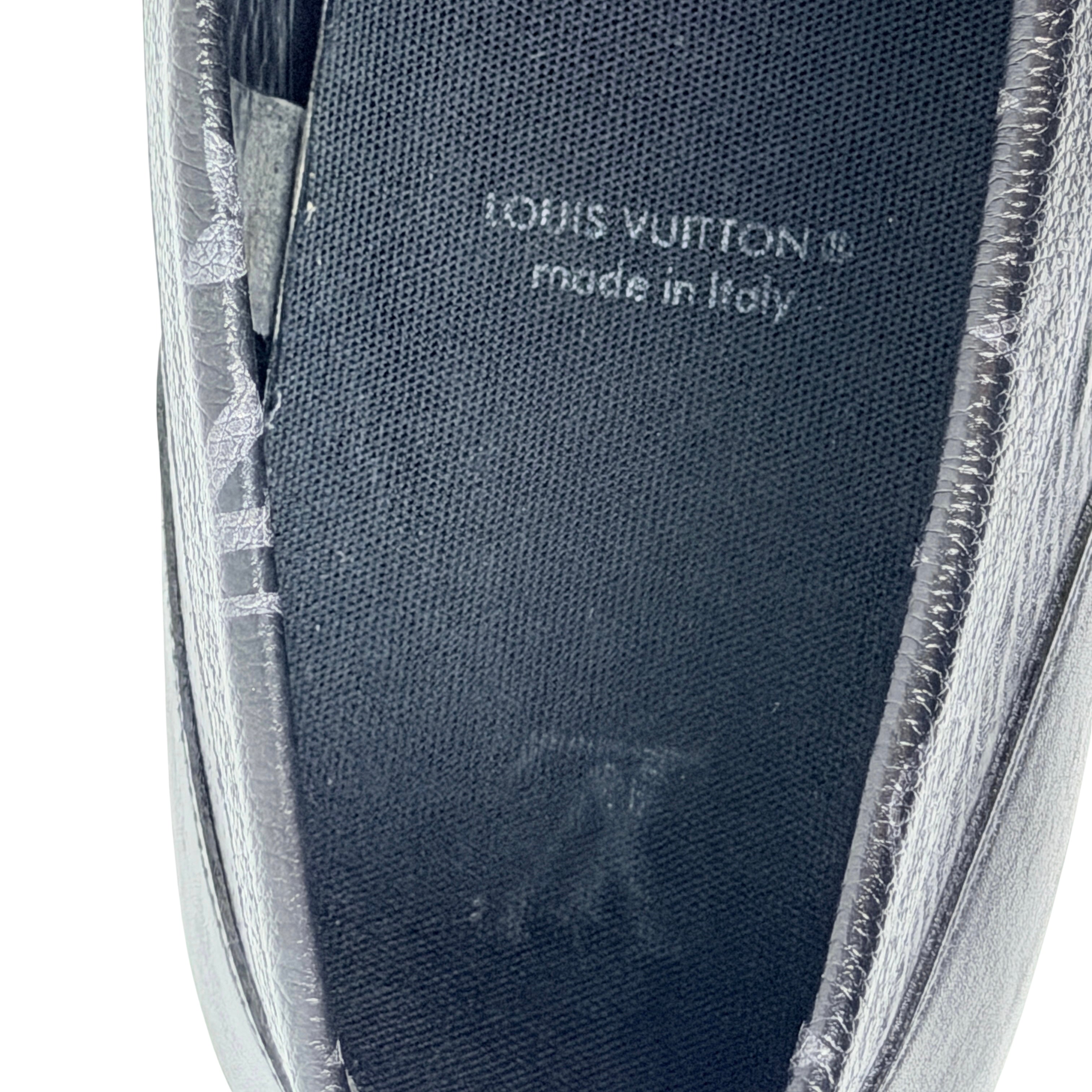 LOUIS VUITTON LV Racer Moccasins/Loafers (Size 45) crafted from supple, perforated calf leather with coordinating Monogram-canvas