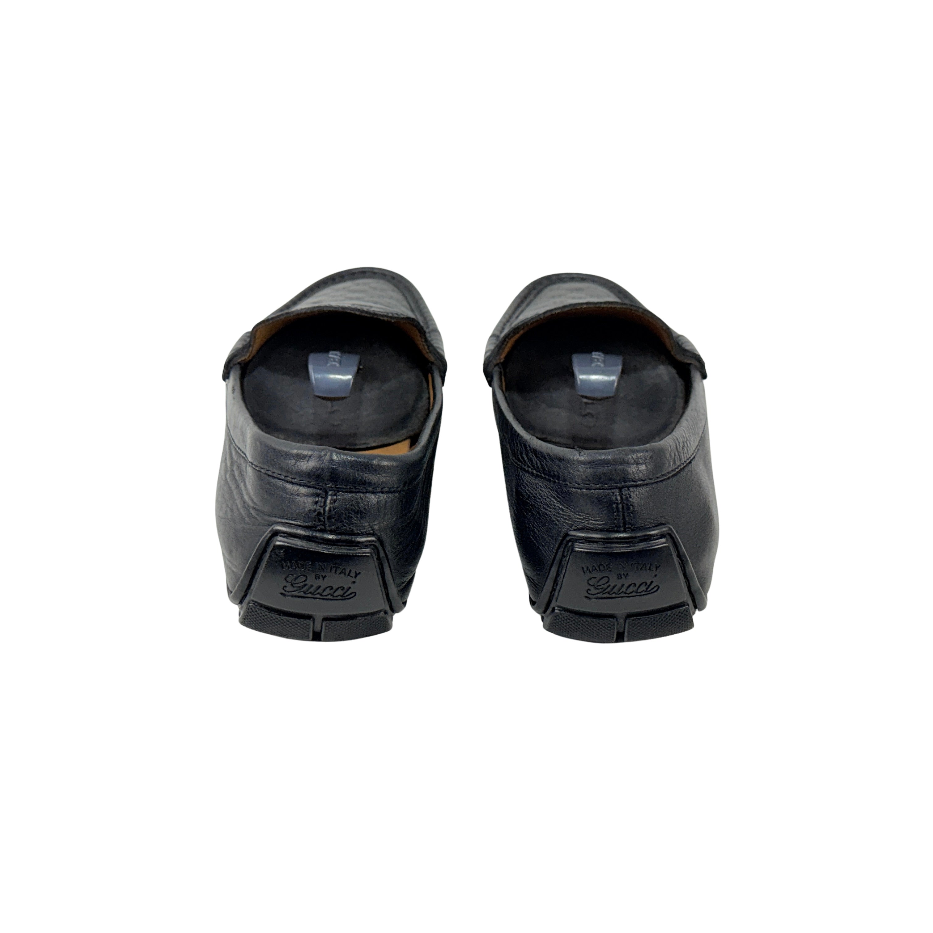 GUCCI Black Guccissima Leather Loafers/Moccasins (Size 38)
