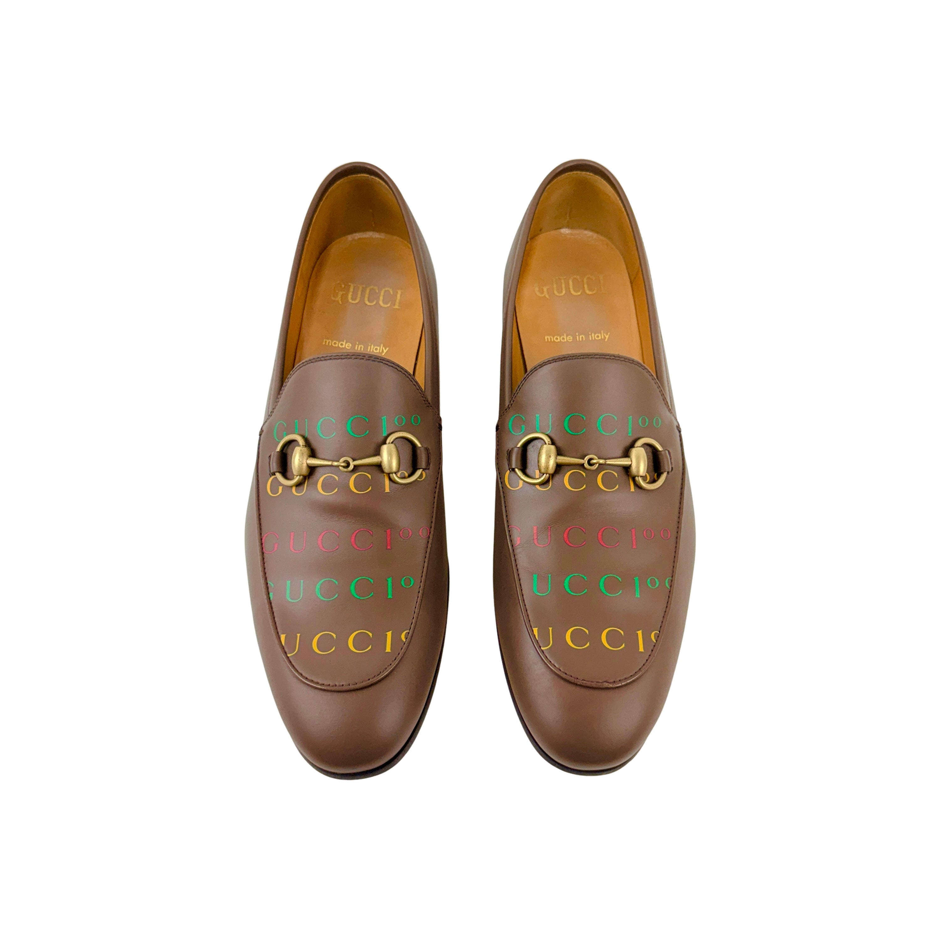 GUCCI Authentic Men's Brown Jordaan 100th Anniversary Horsebit Loafers/ Moccasins (Size 42)